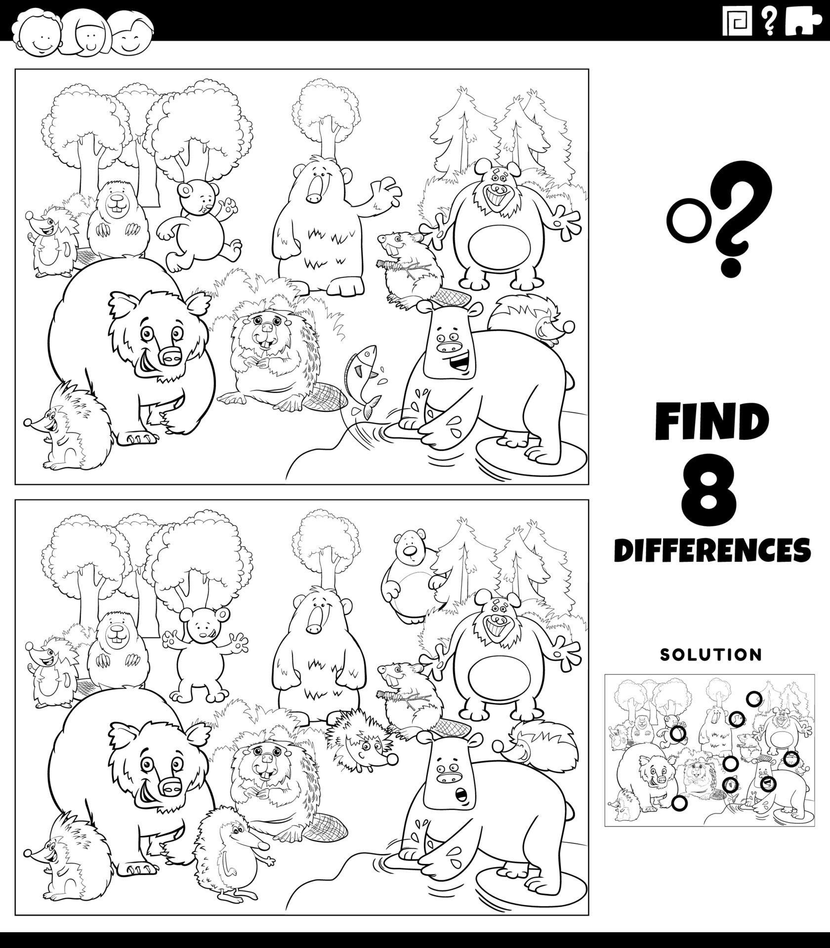 Desenho de jogo de diferenças com cavalos de desenho animado para colorir