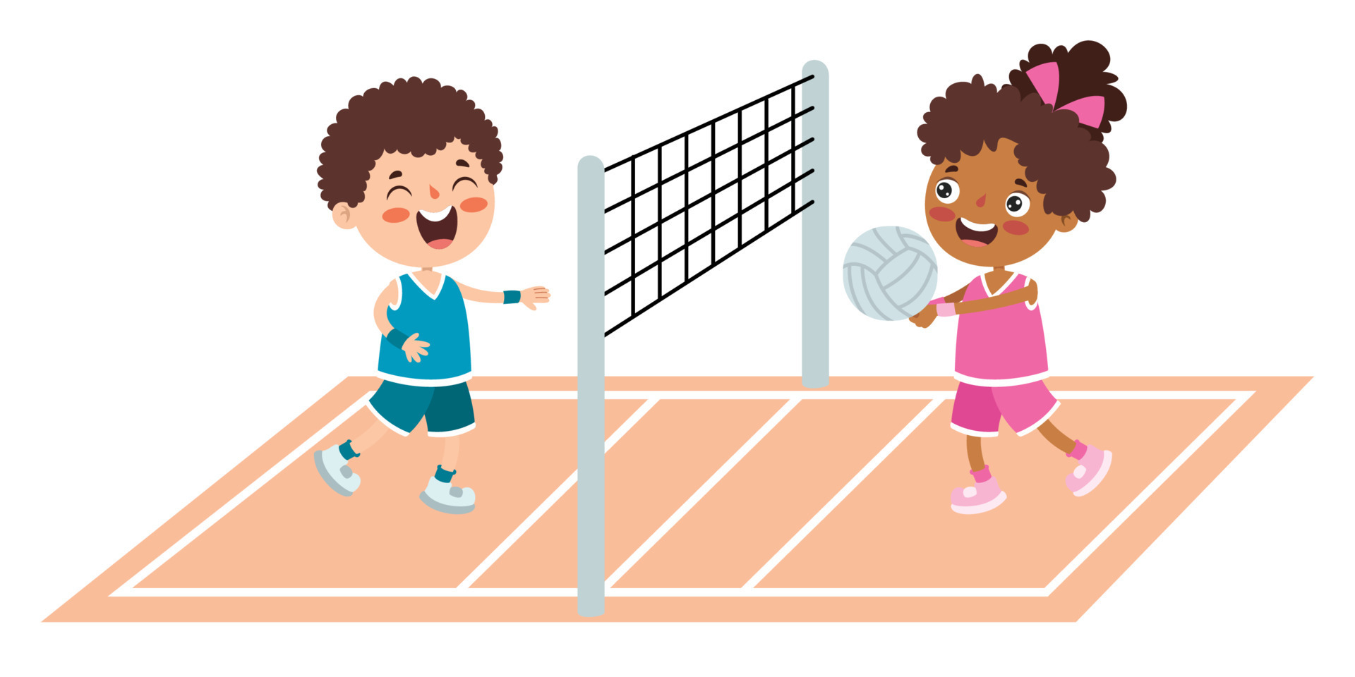 ilustração dos desenhos animados de uma criança jogando vôlei 10721911  Vetor no Vecteezy