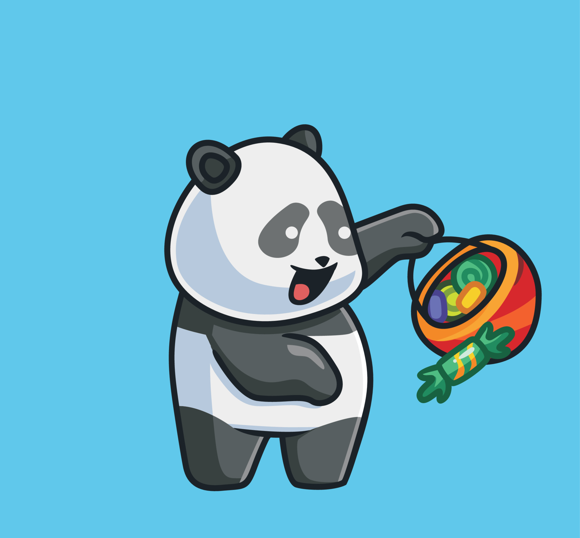 Desenhos animados panda bebê fofo comendo rosquinha sabor morango