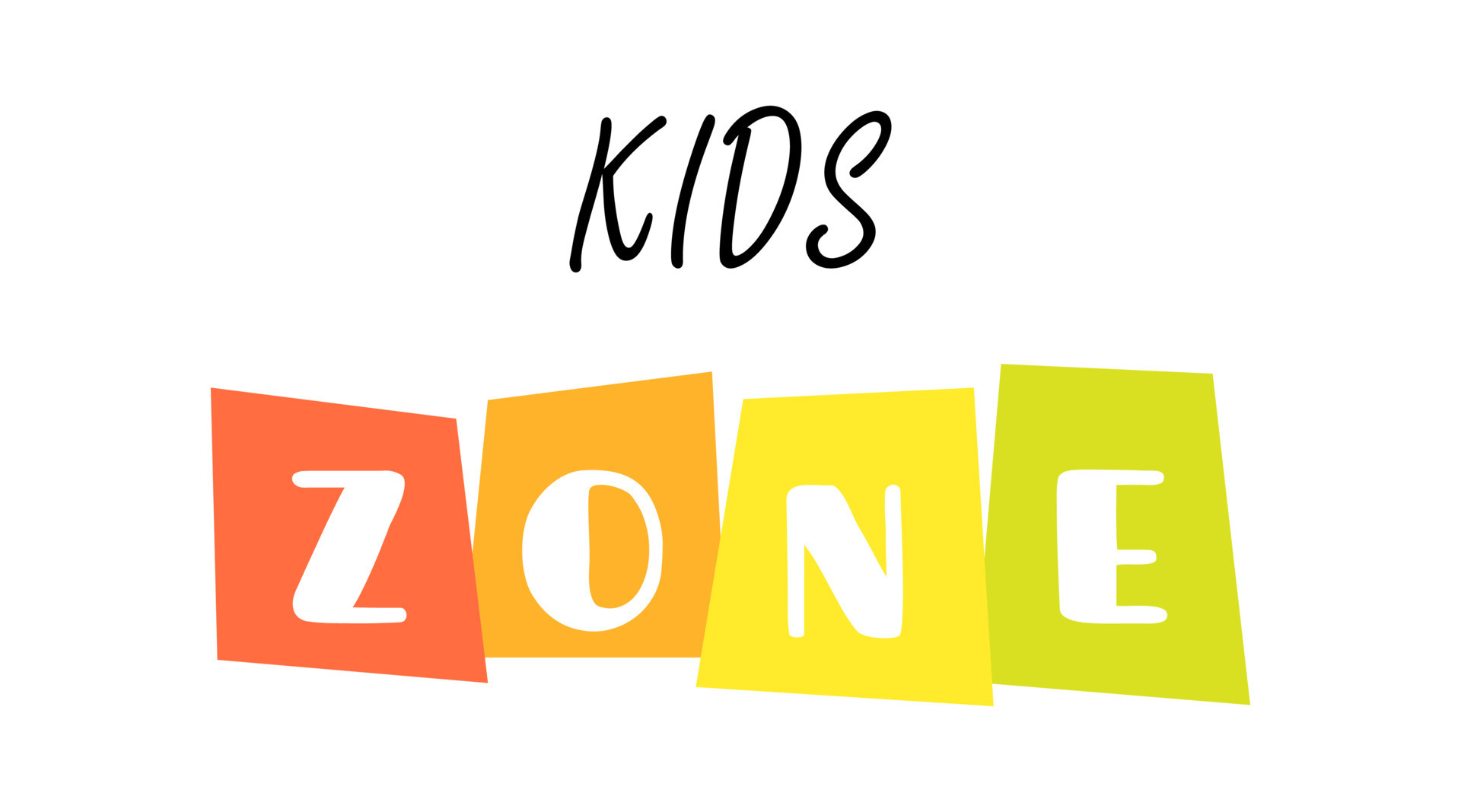 Emblema ou logotipo da zona infantil para a sala de jogos infantil letras  de afogamento manual da zona infantil