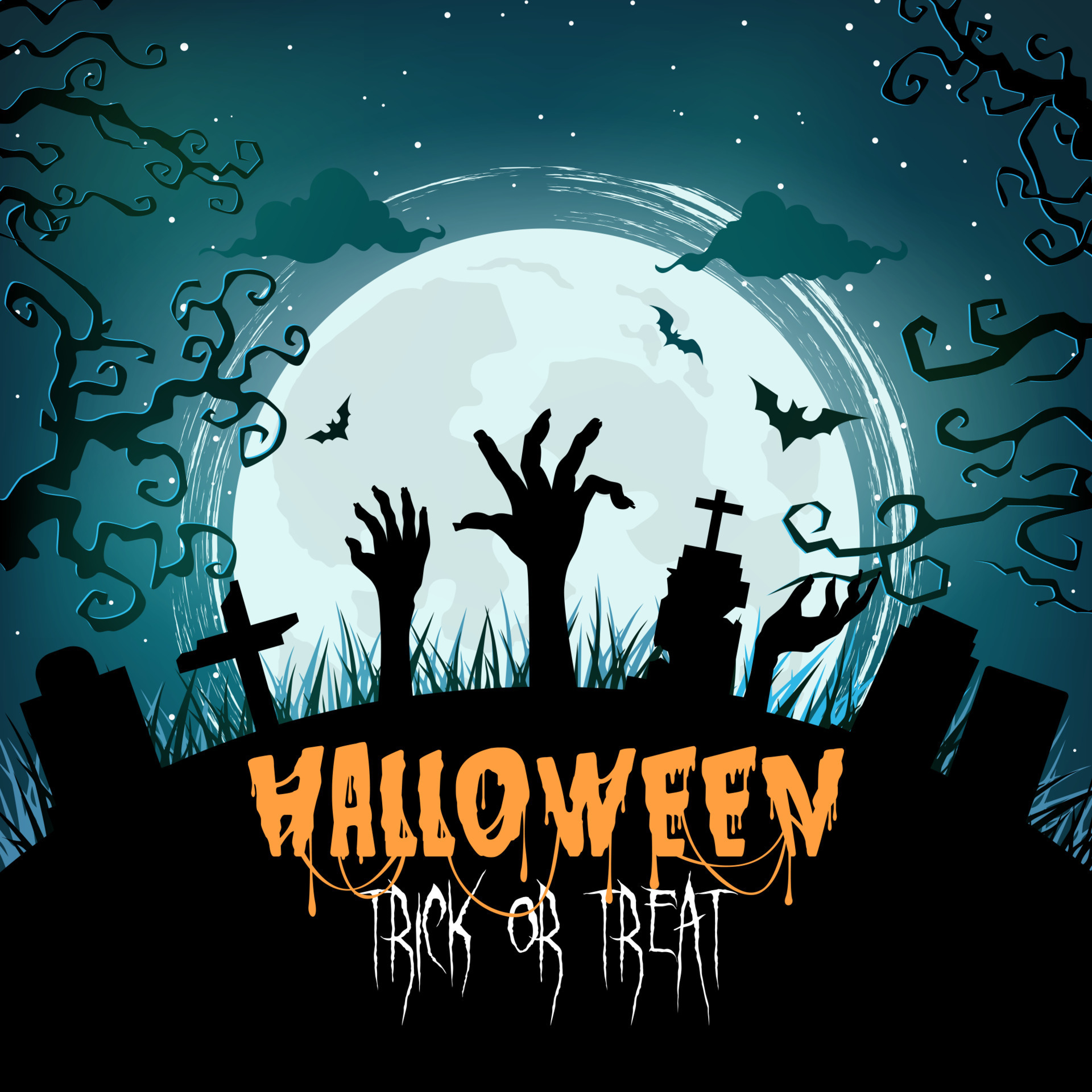 Noite Halloween Fundo, Assustador Cemitério Crânio Para O Jogo Royalty Free  SVG, Cliparts, Vetores, e Ilustrações Stock. Image 188903256