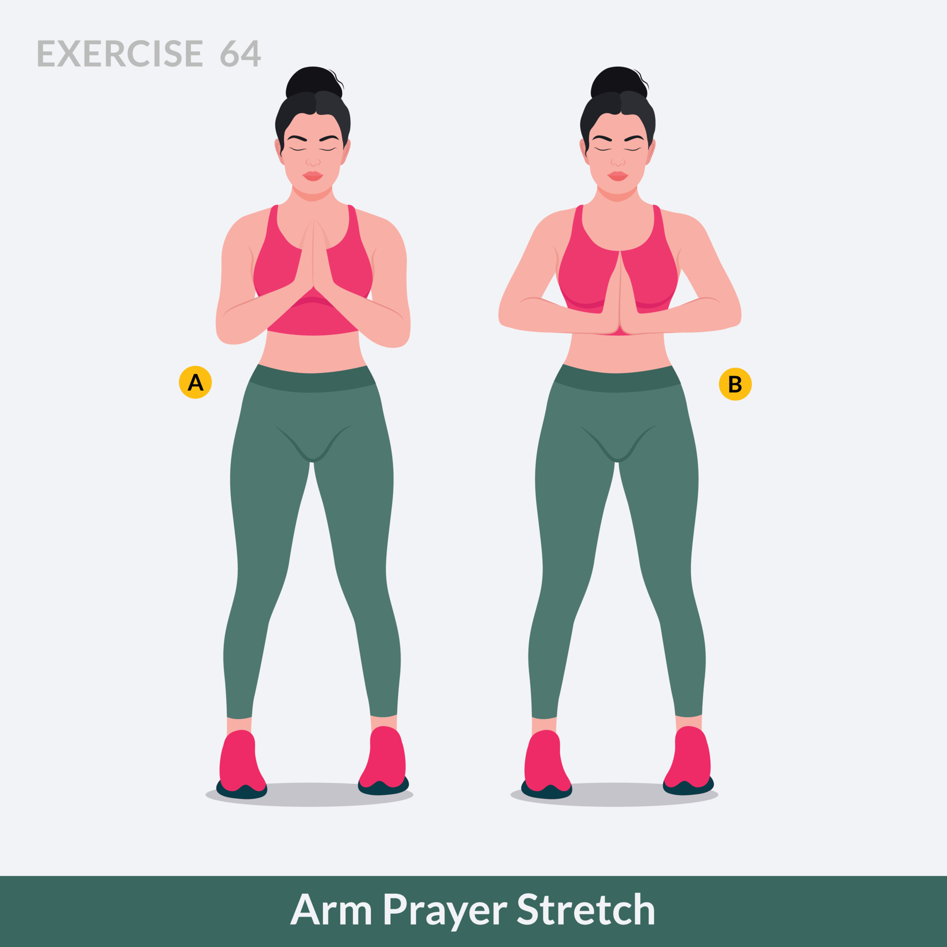 exercício de alongamento de oração de braço, fitness de treino de mulher,  aeróbica e exercícios. 10978443 Vetor no Vecteezy