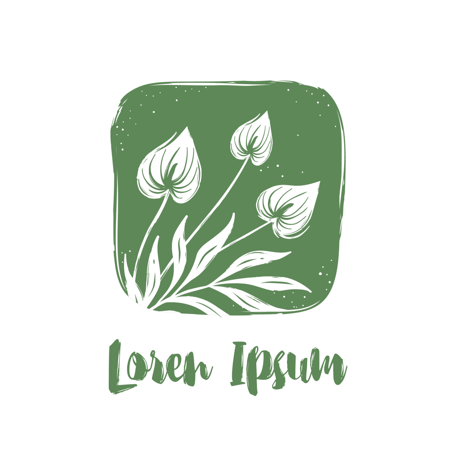 logotipo para loja orgânica e cosméticos naturais. flores tropicais em  estilo desenhado à mão sobre fundo verde 10979903 Vetor no Vecteezy