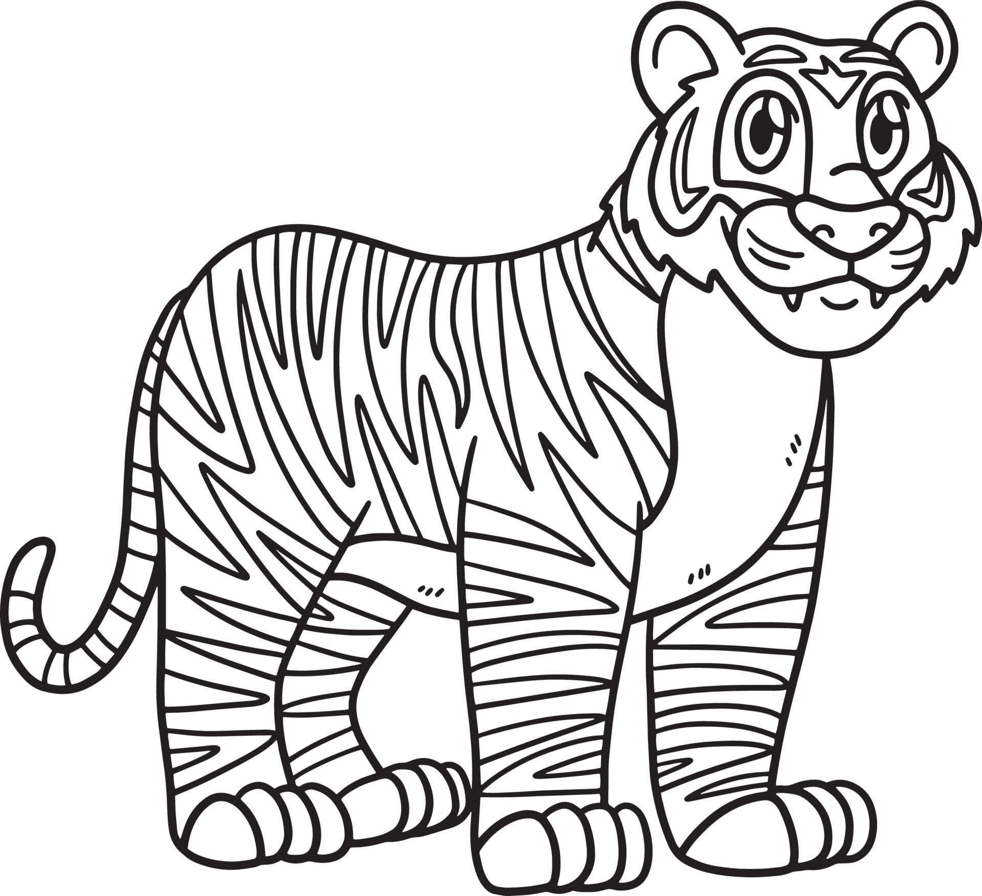 permite colorir o livro de colorir animais fofos para crianças pequenas.  jogo de educação para crianças. pintar o tigre 11570080 Vetor no Vecteezy