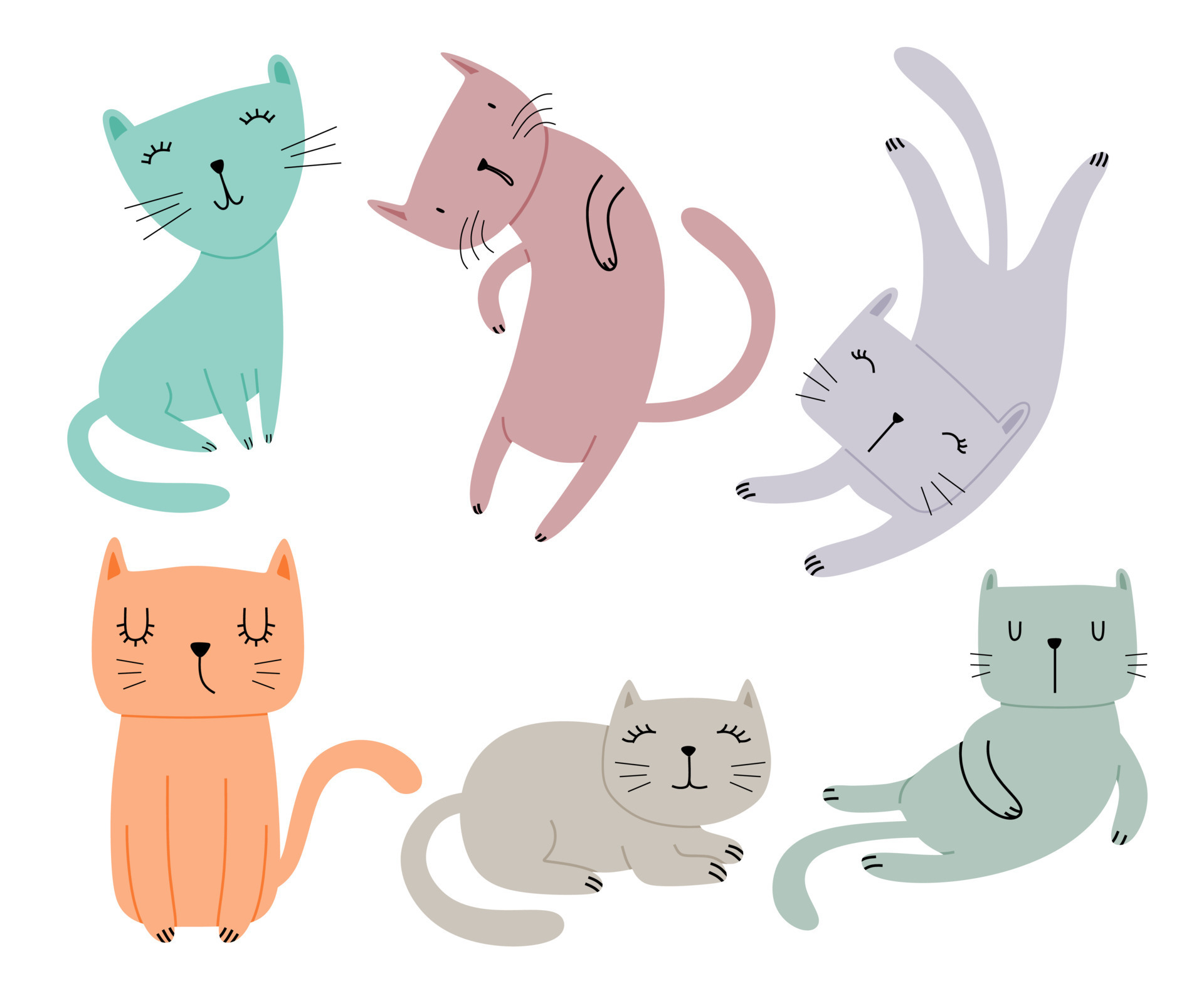vários gatos definidos. ilustração em vetor gatinho gatinho bonito e  engraçado dos desenhos animados conjunto com diferentes raças de gatos.  9318487 Vetor no Vecteezy