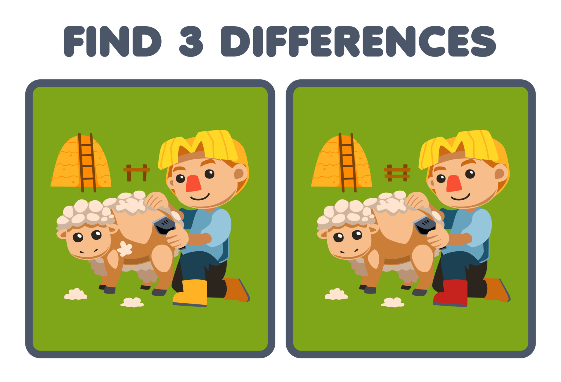 jogo de educação para crianças encontrar três diferenças entre