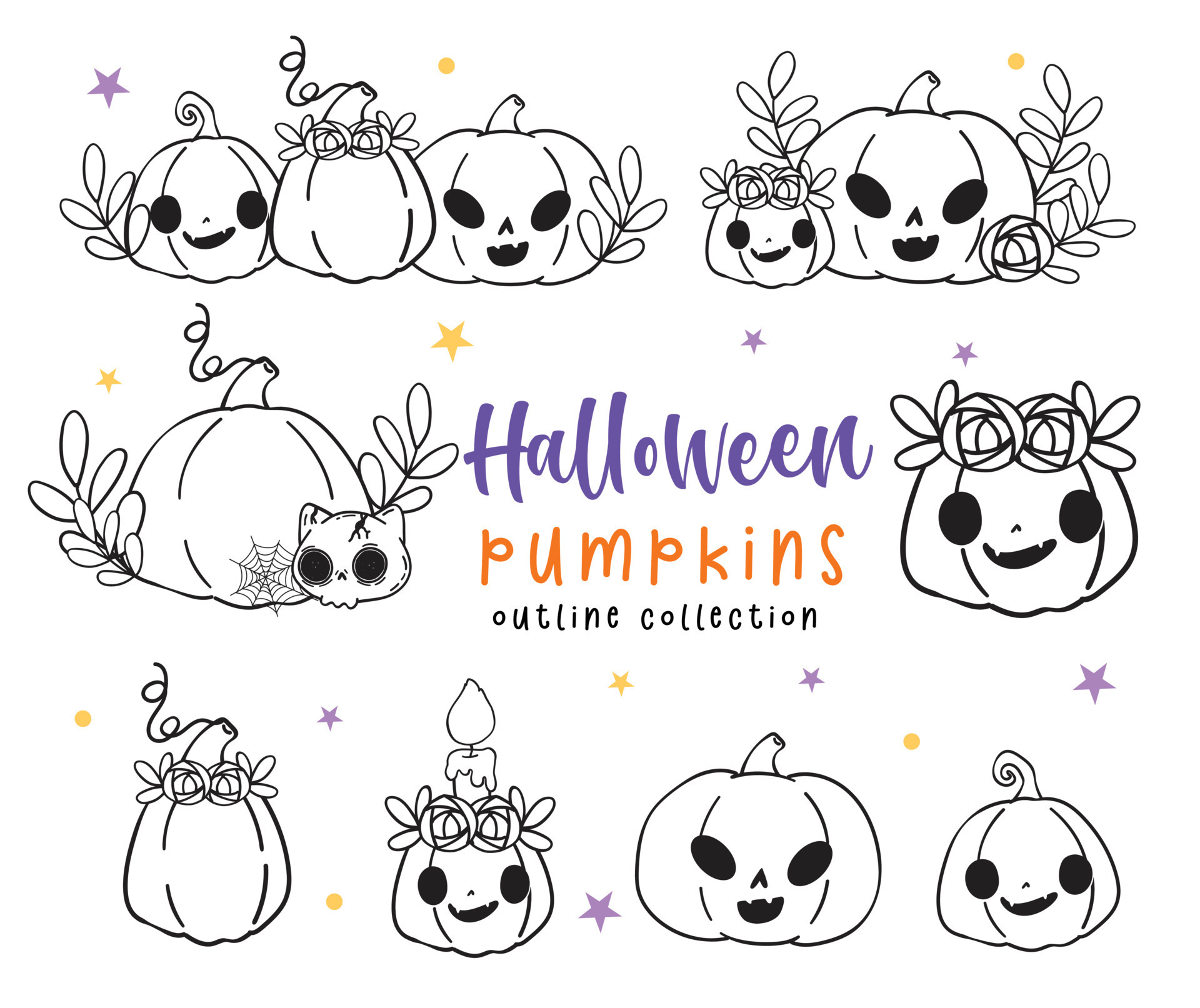 Desenhos de Kawaii Halloween para Colorir e Imprimir - Colorir Tudo