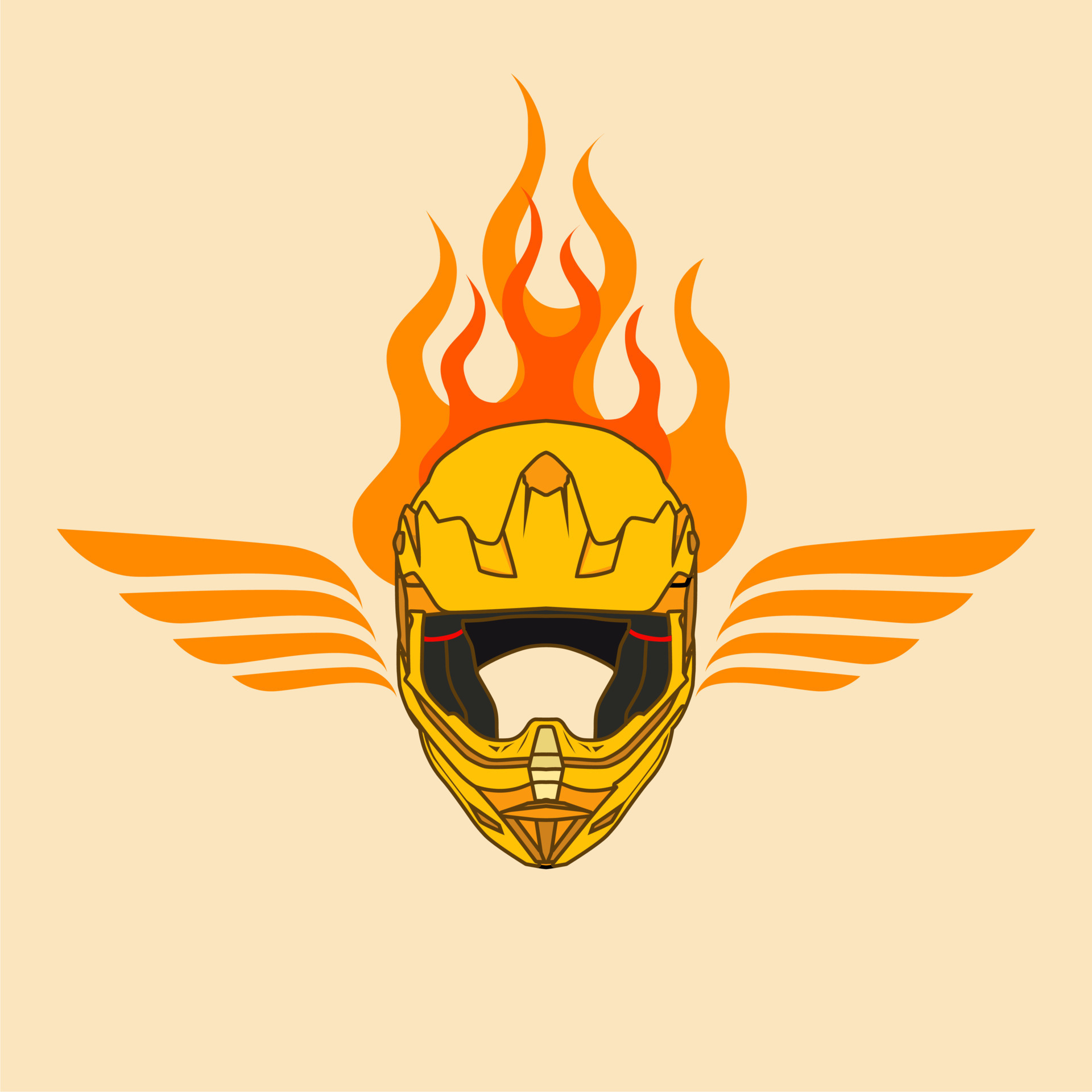 combinação de fogo de logotipo de capacete amarelo 11326710 Vetor