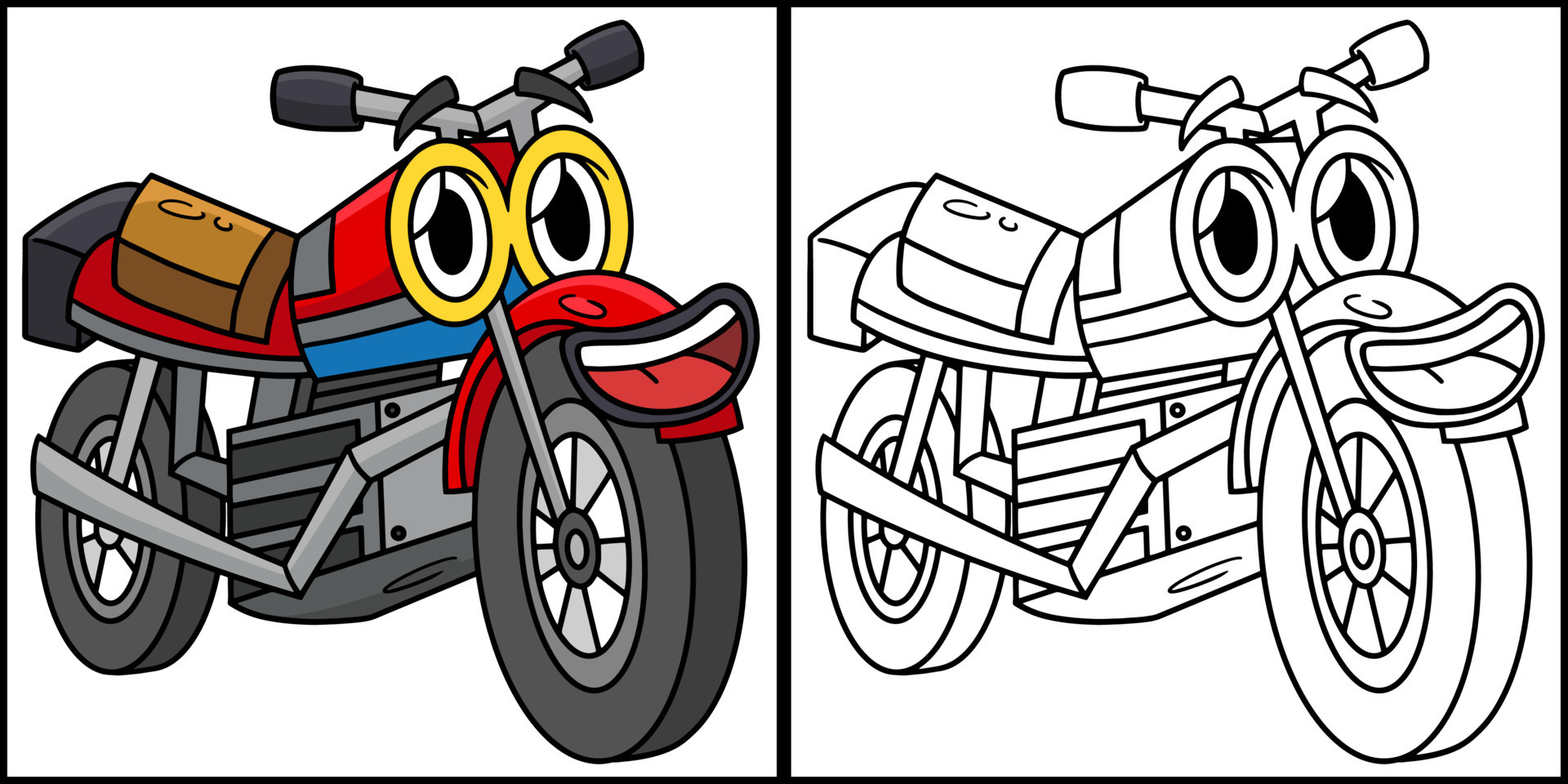 desenho de moto com carro de rosto para colorir 10002739 Vetor no Vecteezy