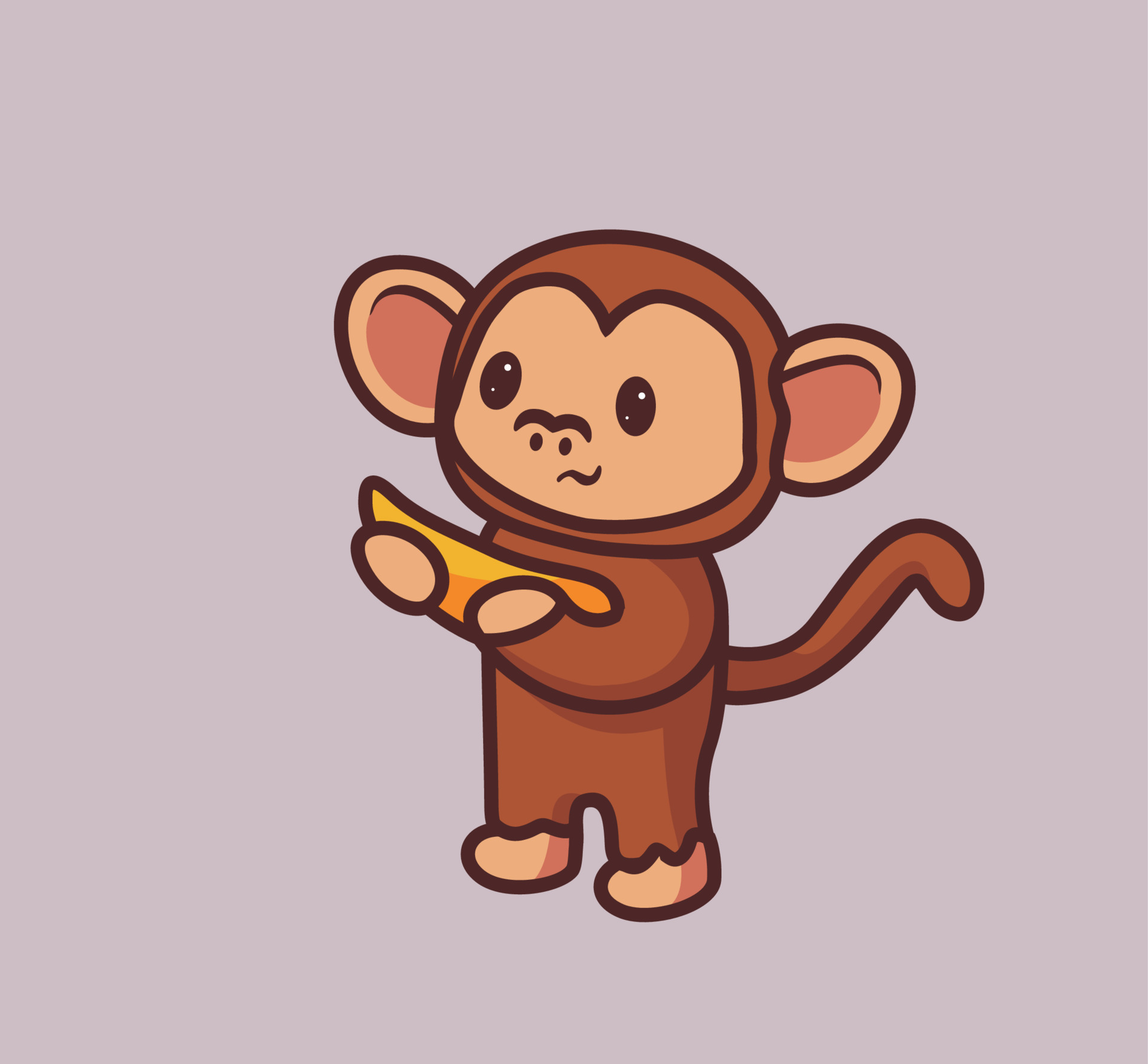 Ilustração do logotipo dos desenhos animados de mascote de macaco bonito