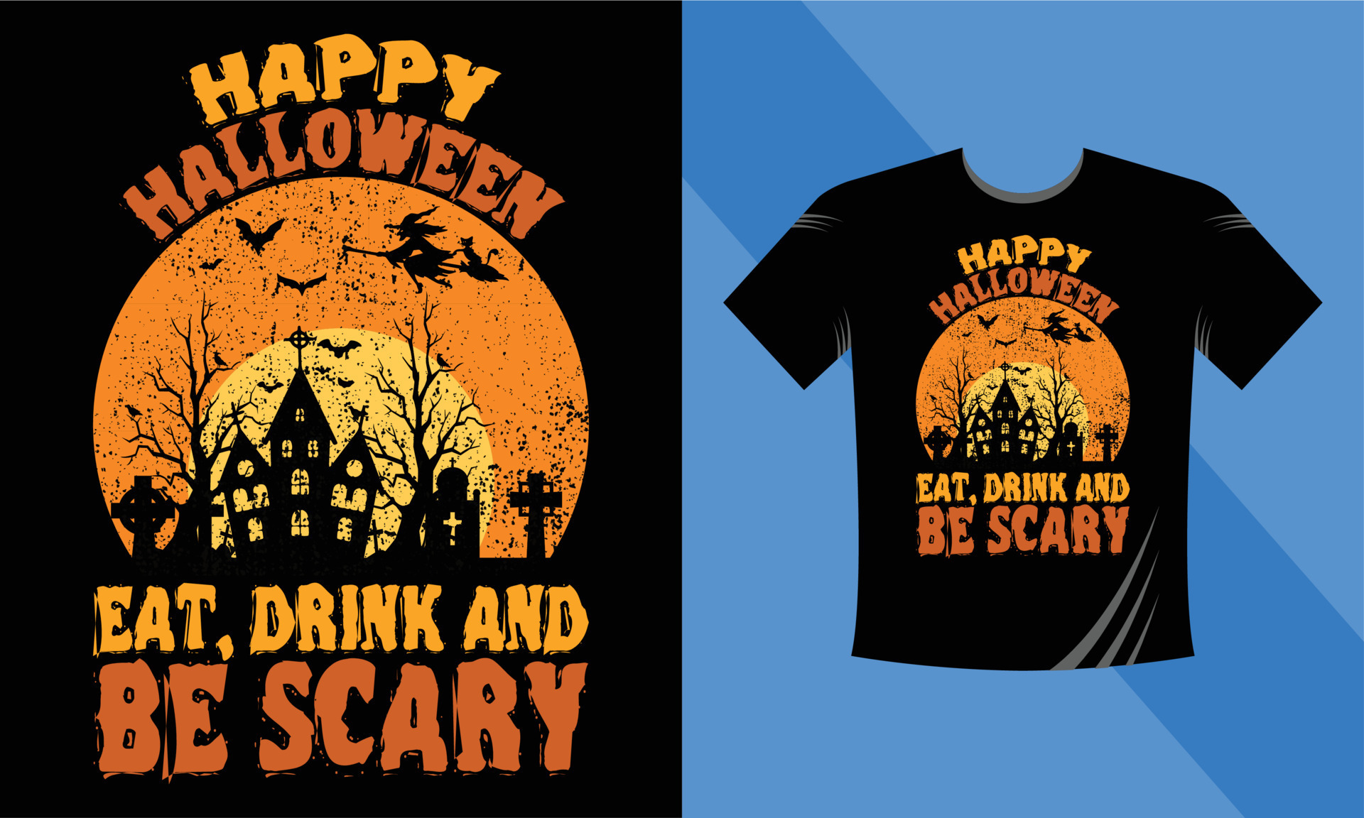 Design de camiseta assustadora de feliz dia das bruxas