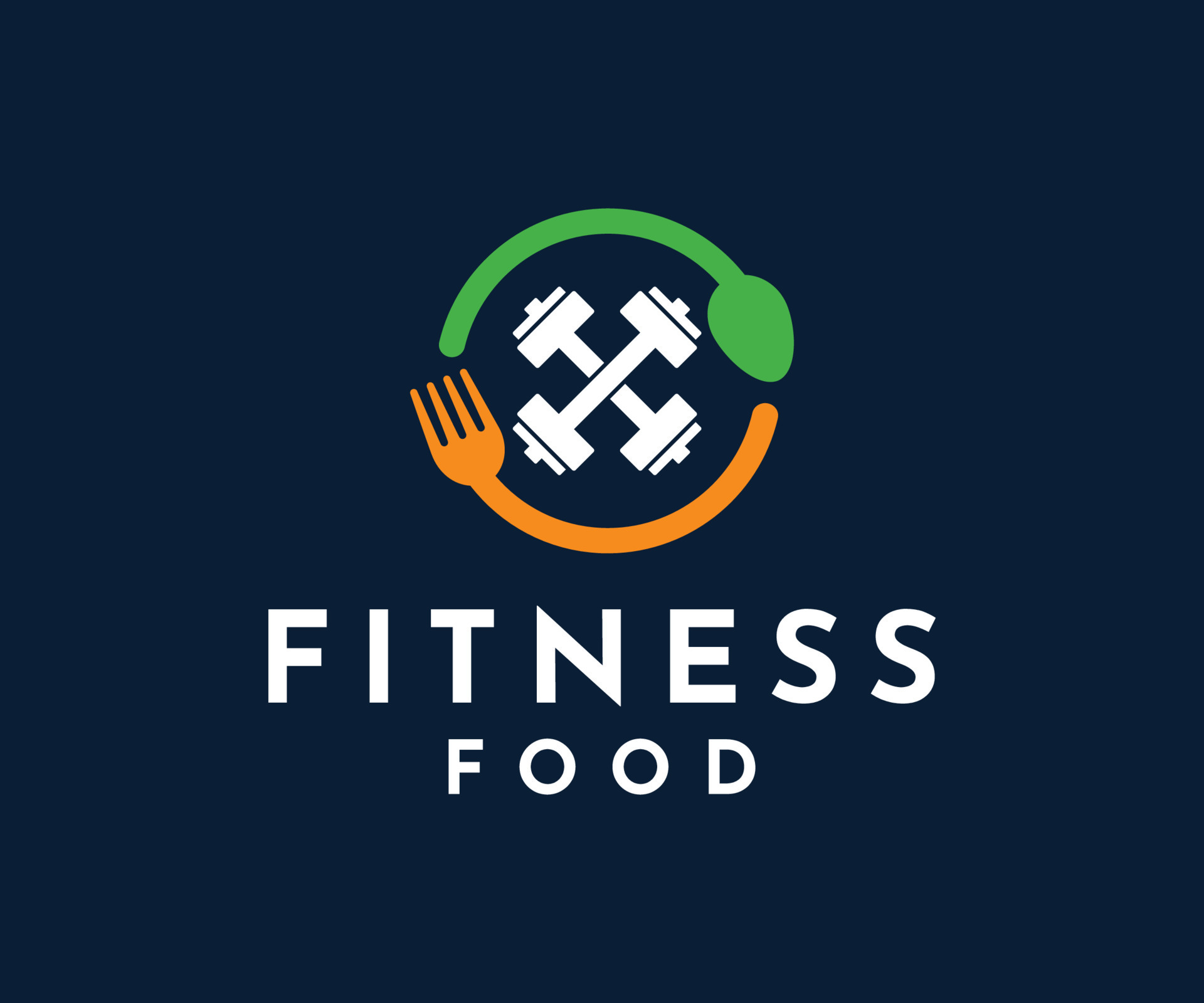 Design de logotipo de fitness saudável de comida de ginástica criativa