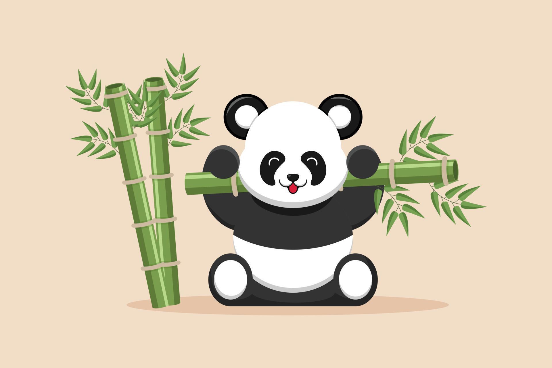 Vetores de Panda Fofo Ilustração Vetorial Do Animal Isolada Em Um