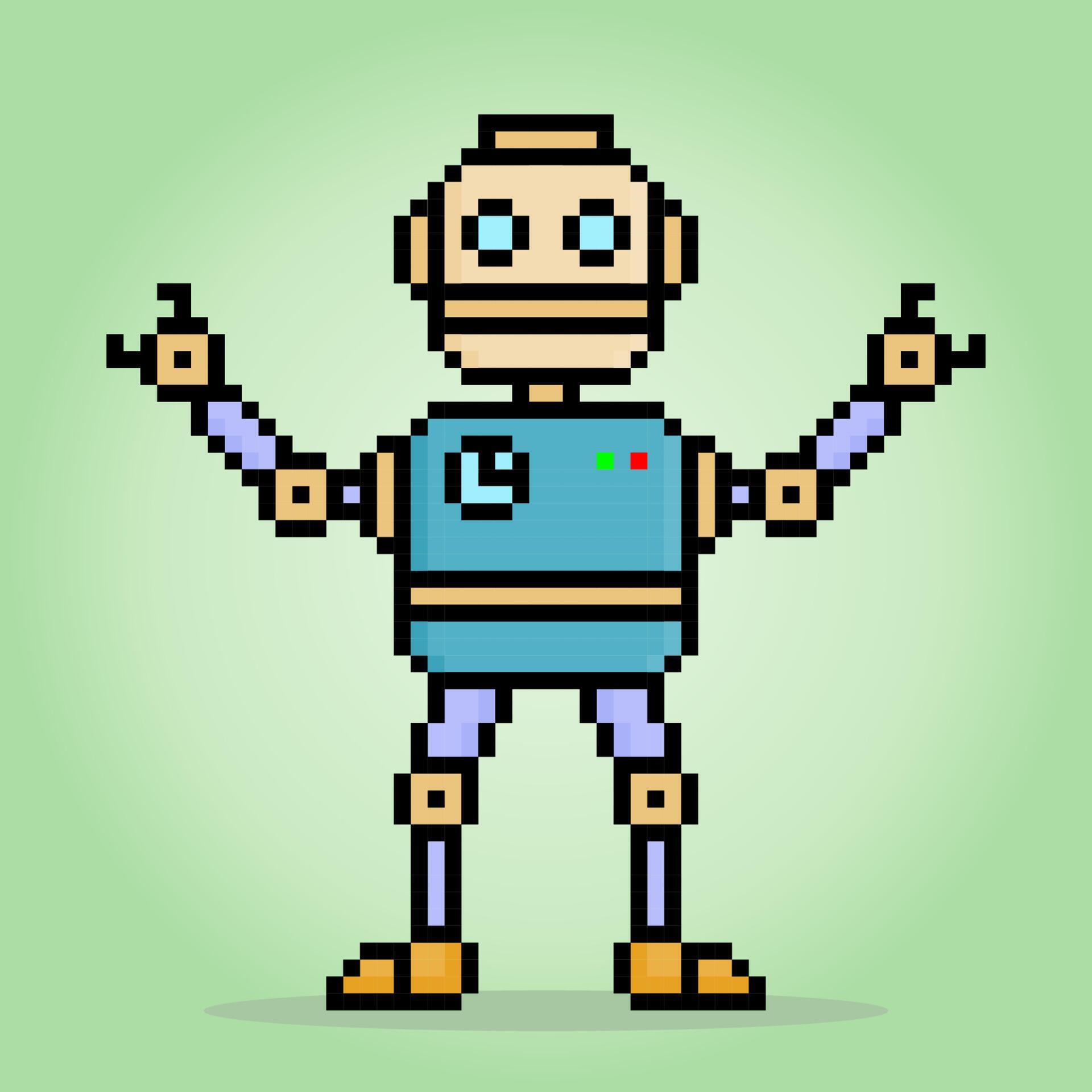 Robô de pixel de 8 bits em ilustrações vetoriais para ativos de jogos.  11713435 Vetor no Vecteezy