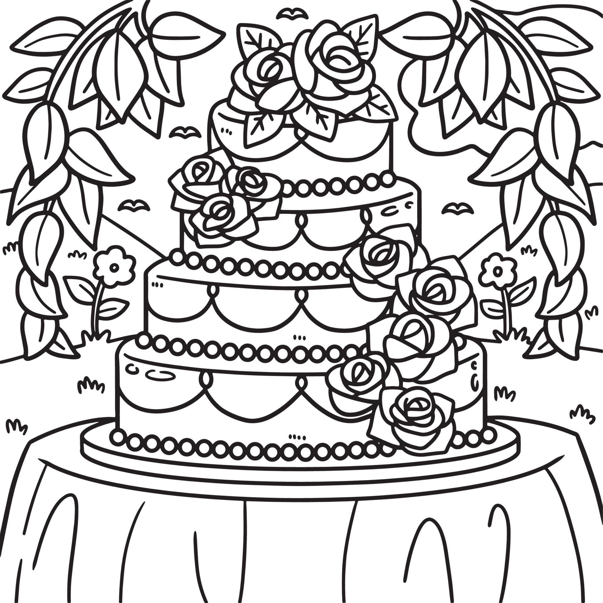 Desenho de Bolo de casamento para colorir