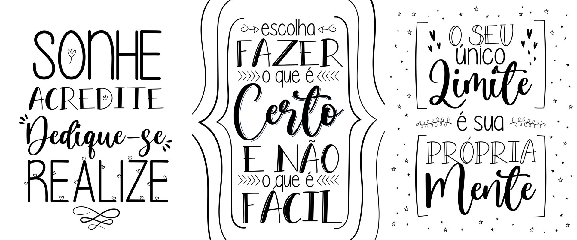 Três frases motivacionais em português brasileiro tradução não