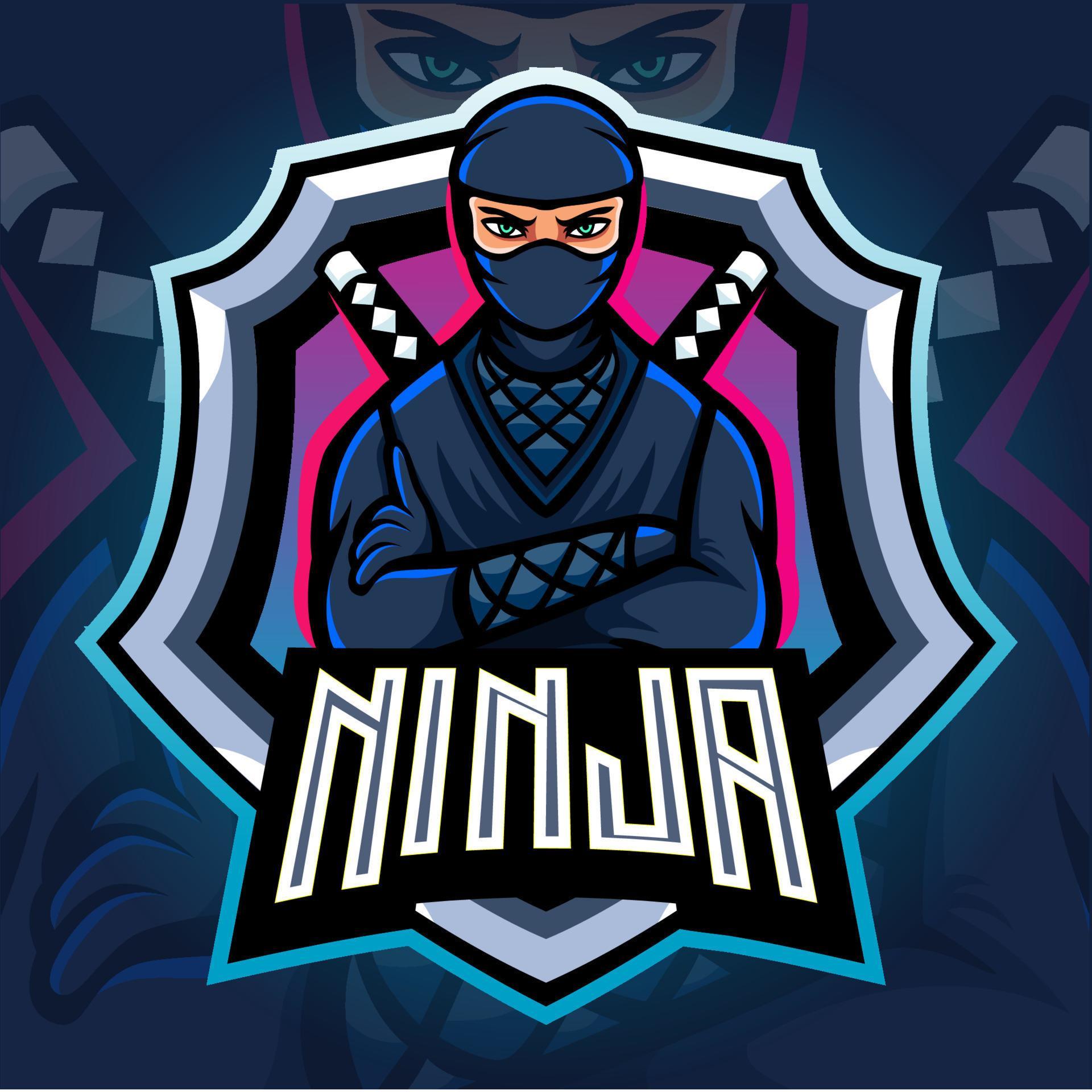 Vetor de mascote ninja de corpo inteiro para branding