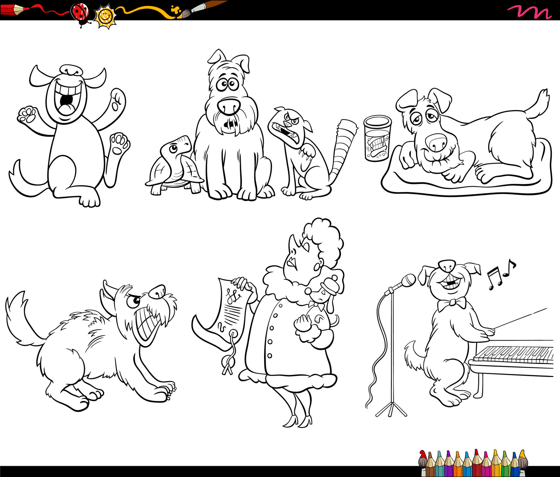 Cachorros para colorir - Desenhos Imprimir