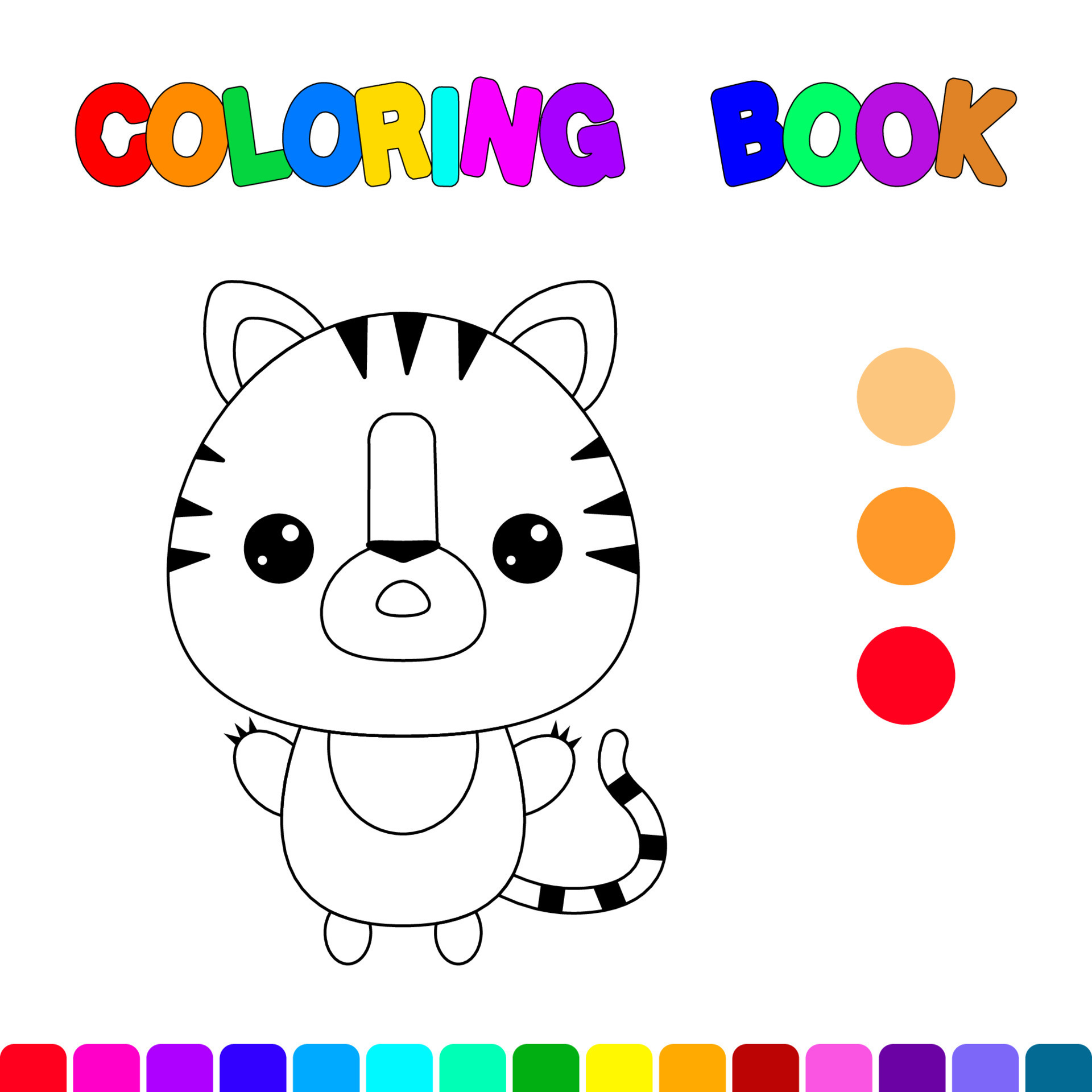 Colorir O Jogo De Páginas Do Tigre Do Livro Imagens Coloridas E