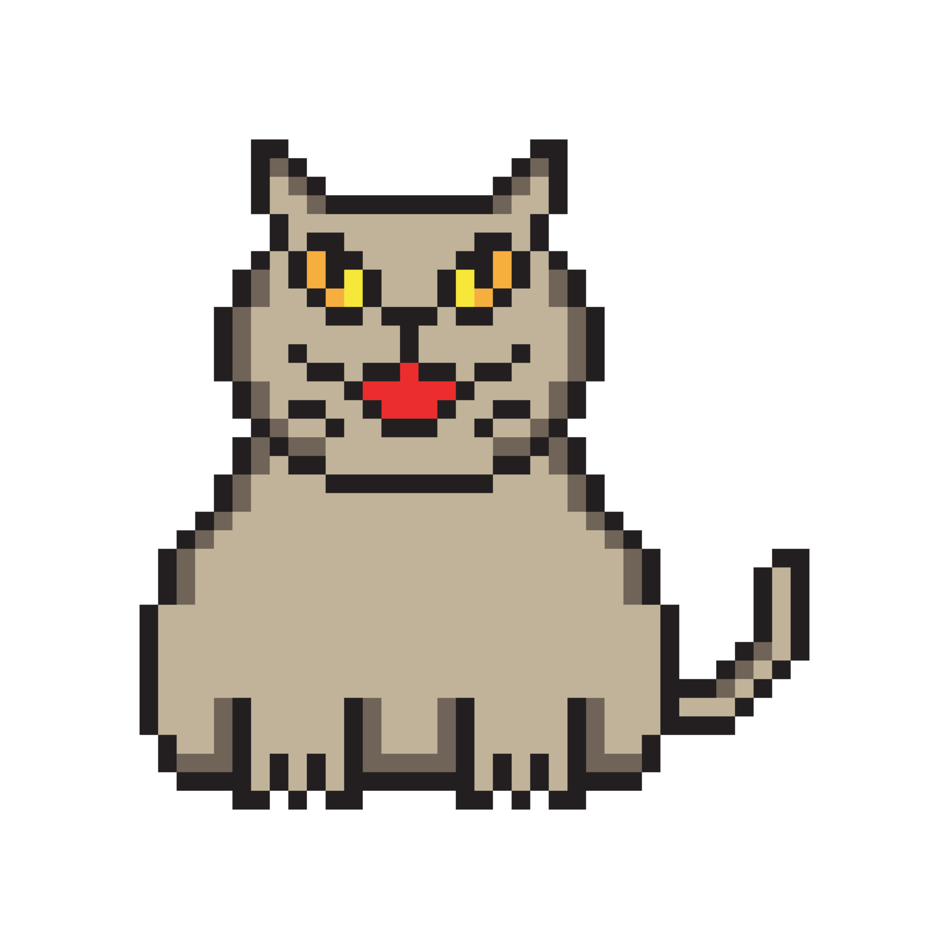 Ícone do logotipo de impressão de pé de gato em pixel art