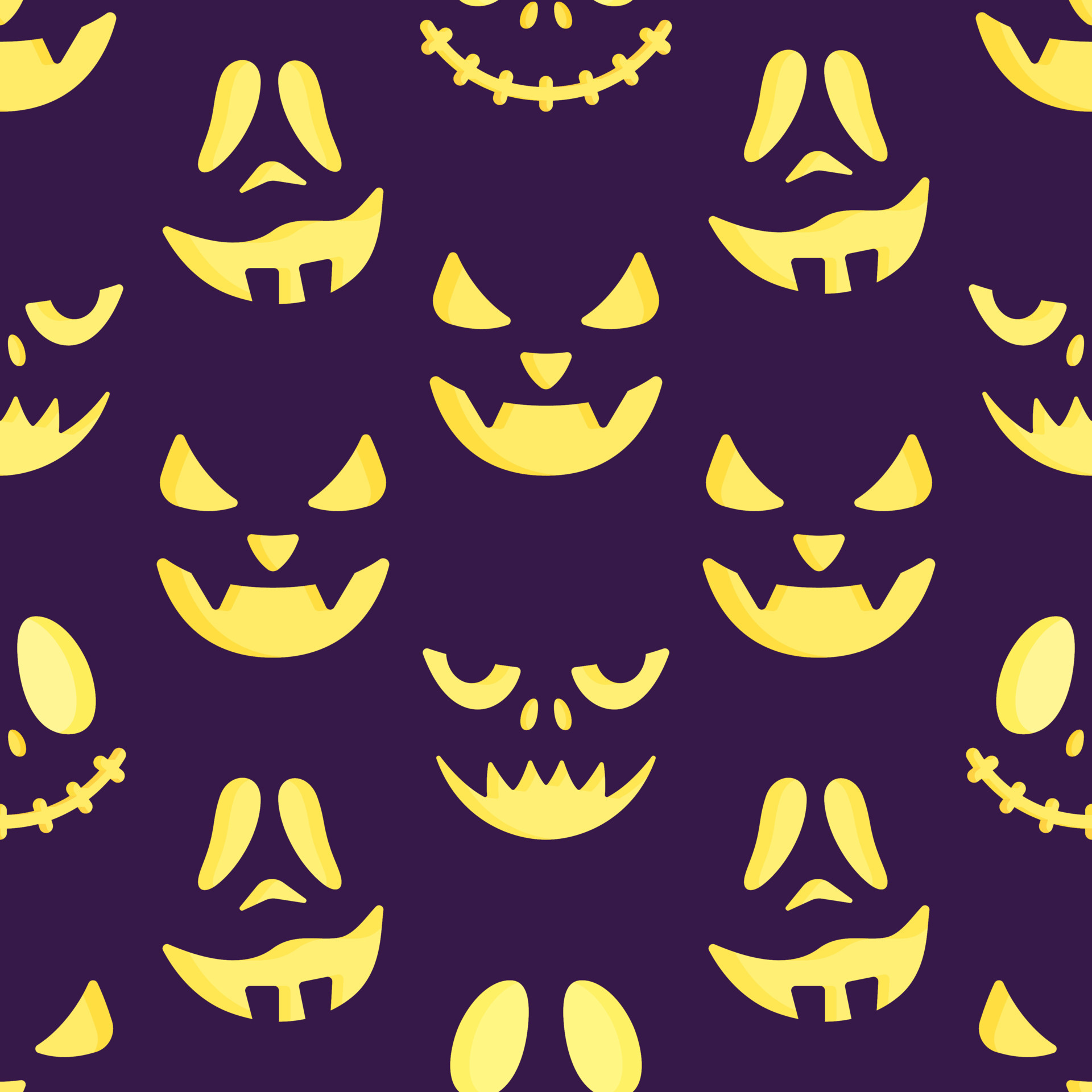 ilustração em vetor de um padrão de rostos assustadores. impressão de  férias de halloween. 11884331 Vetor no Vecteezy