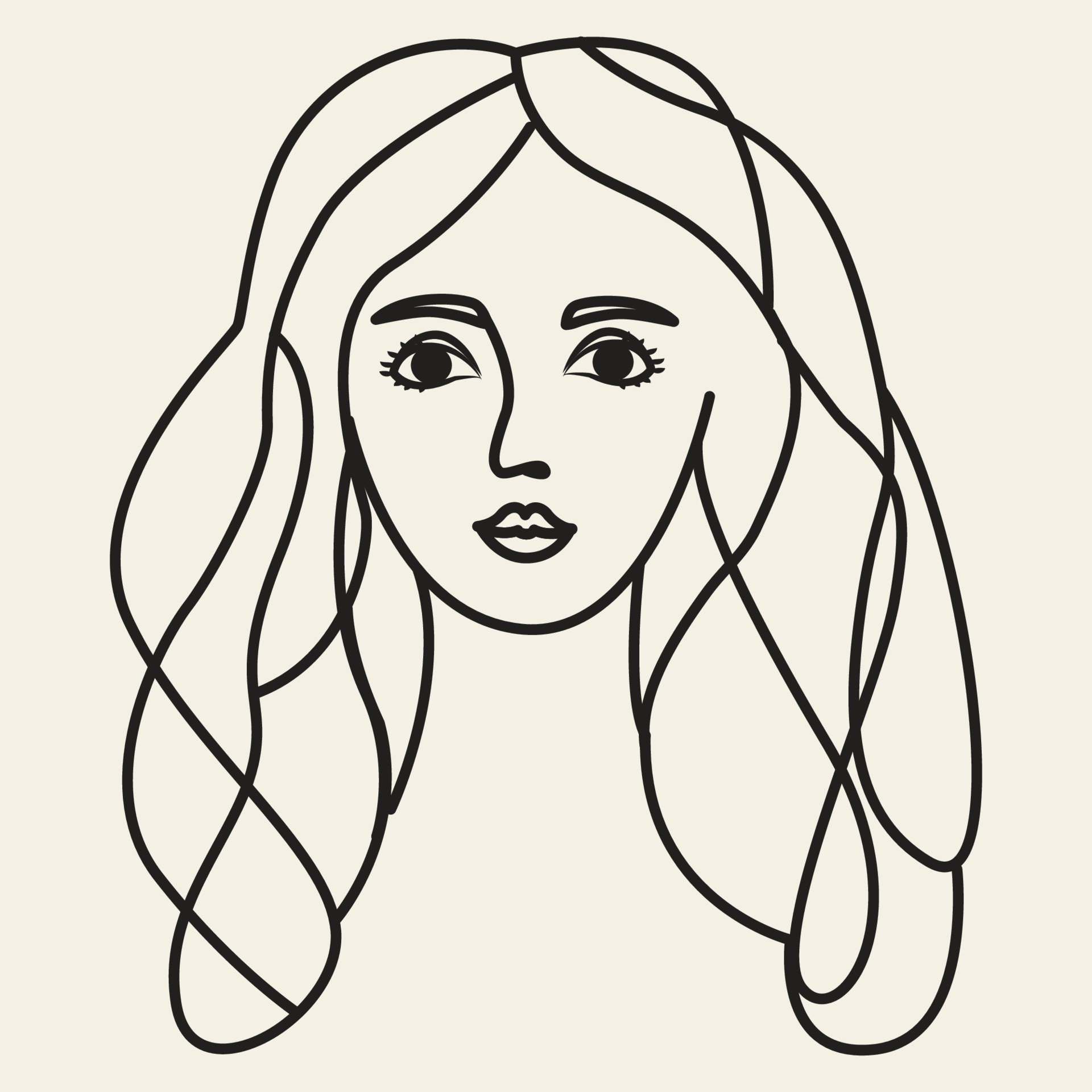 Desenho Rosto Feminino Abstrato Com Linha Contínua Esboço Rápido