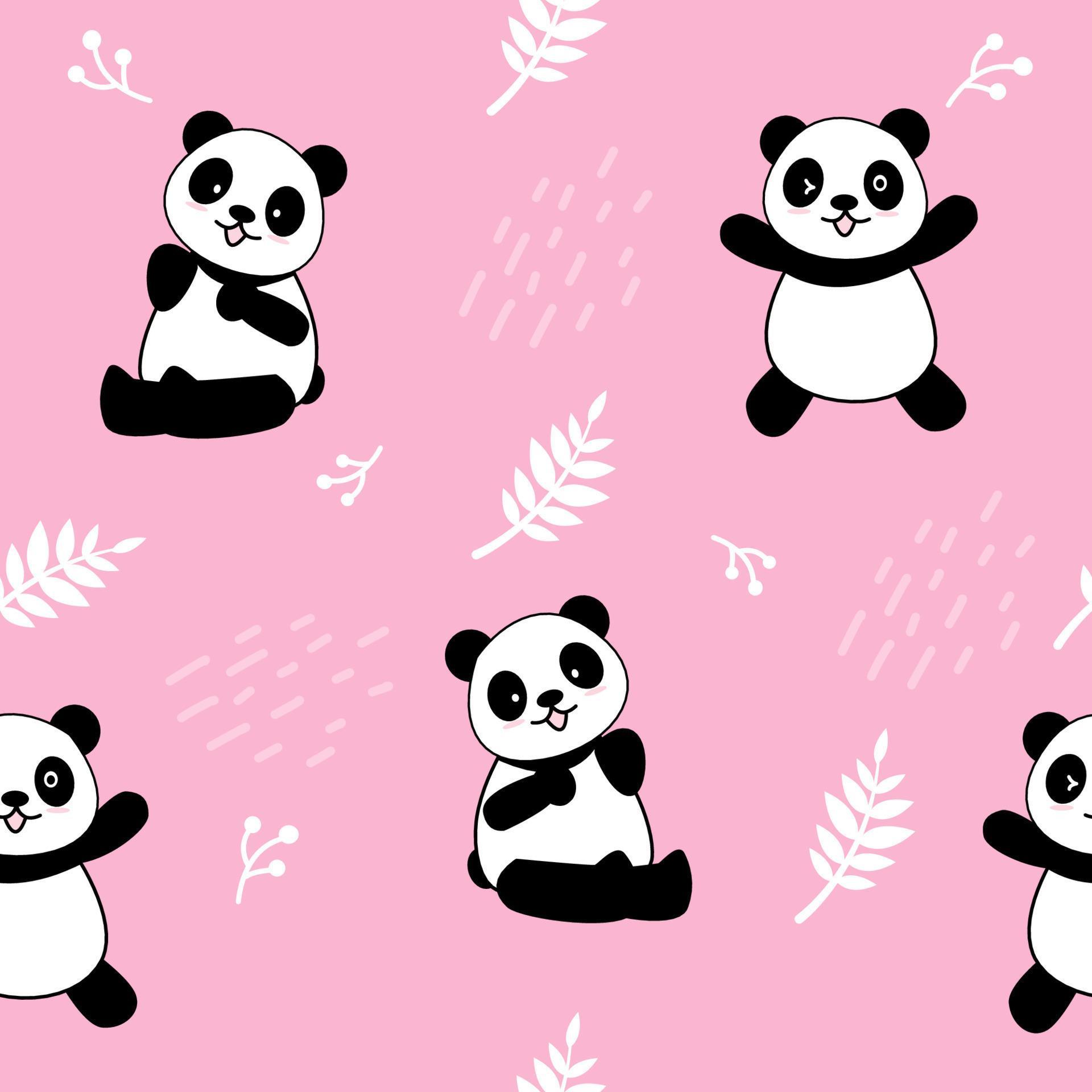 Panda bonito sem costura de fundo, ilustração vetorial de ursos