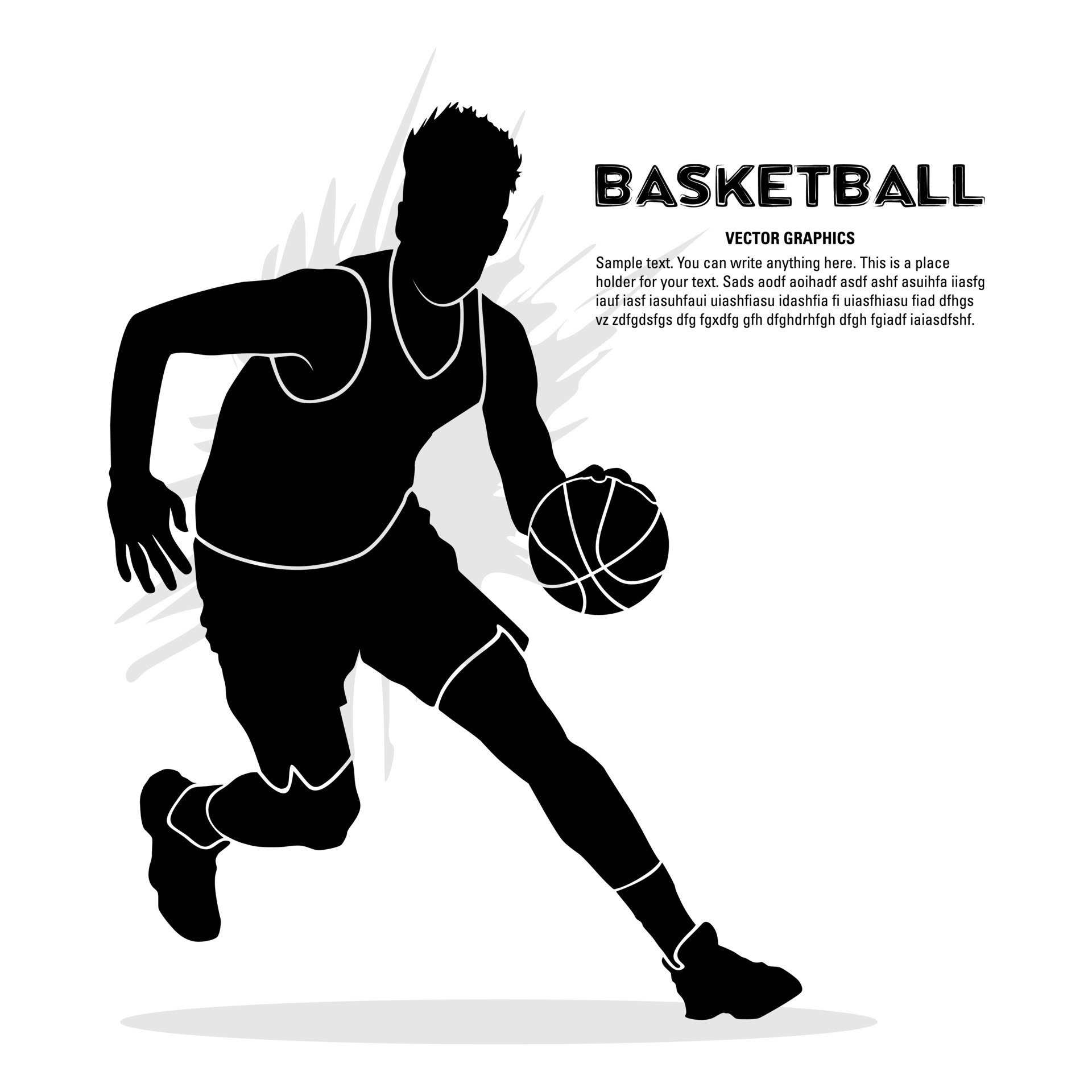 contorno preto silhueta de um jogador de basquete atleta em um jogo de  bola. basquetebol. arremesso do anel. 7771535 Vetor no Vecteezy
