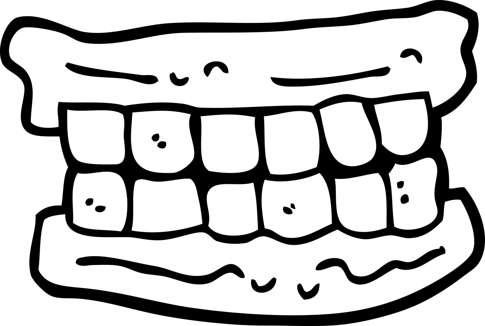 Desenhos Animados Mão Desenhada Boca Aberta E Dentes Brancos PNG