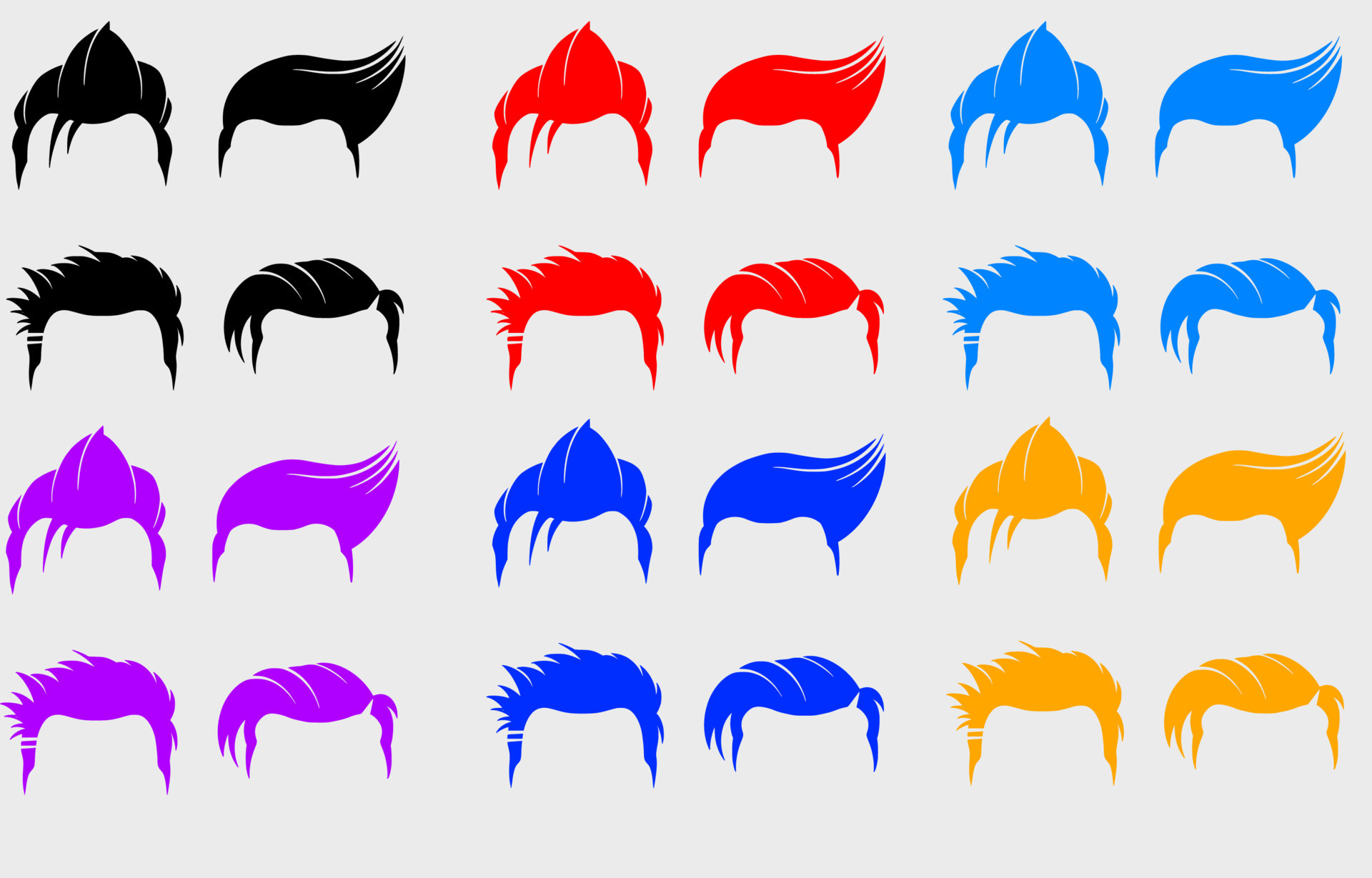 penteados masculinos legais com muitas opções de cores 12144851 Vetor no  Vecteezy