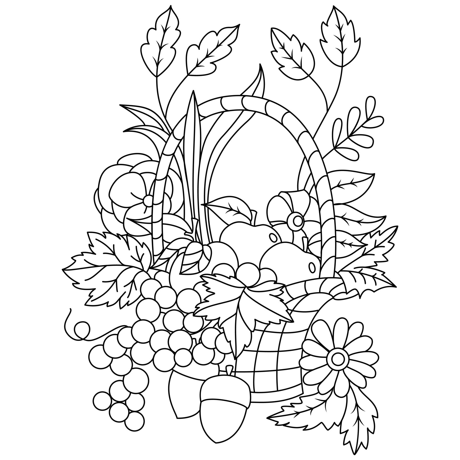 Desenhos de Grande Cesta de Frutas para Colorir e Imprimir