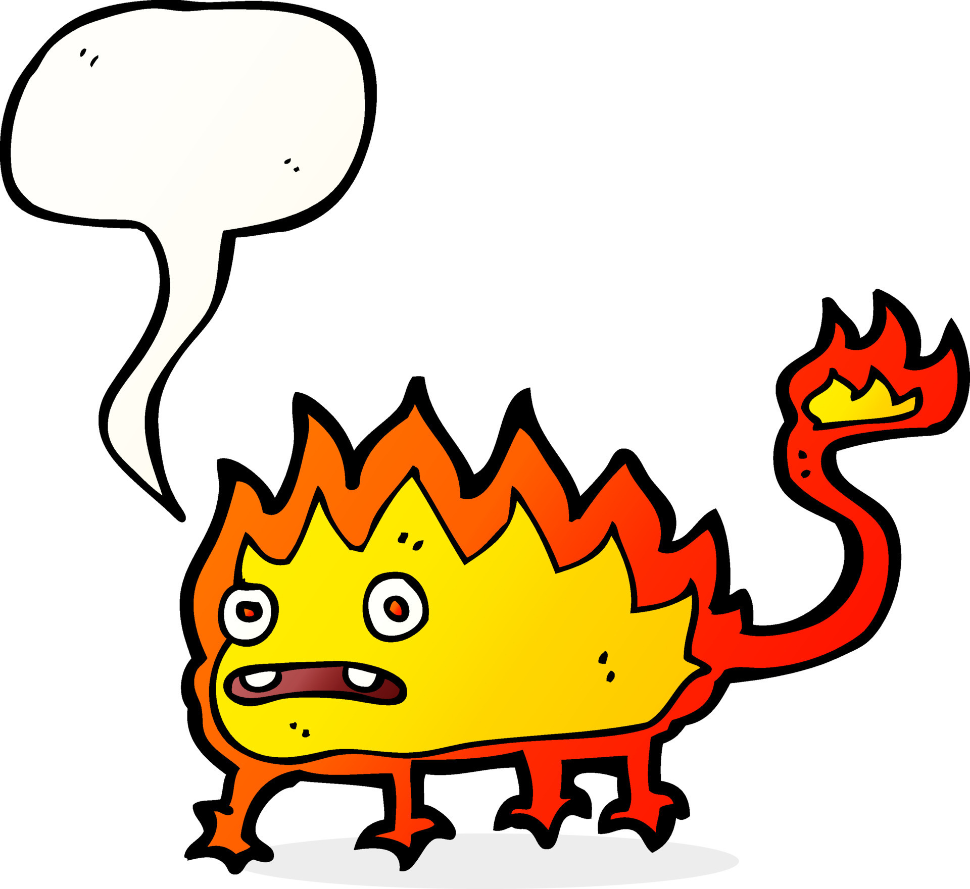 desenho animado pequeno demônio de fogo com balão 12316990 Vetor no Vecteezy