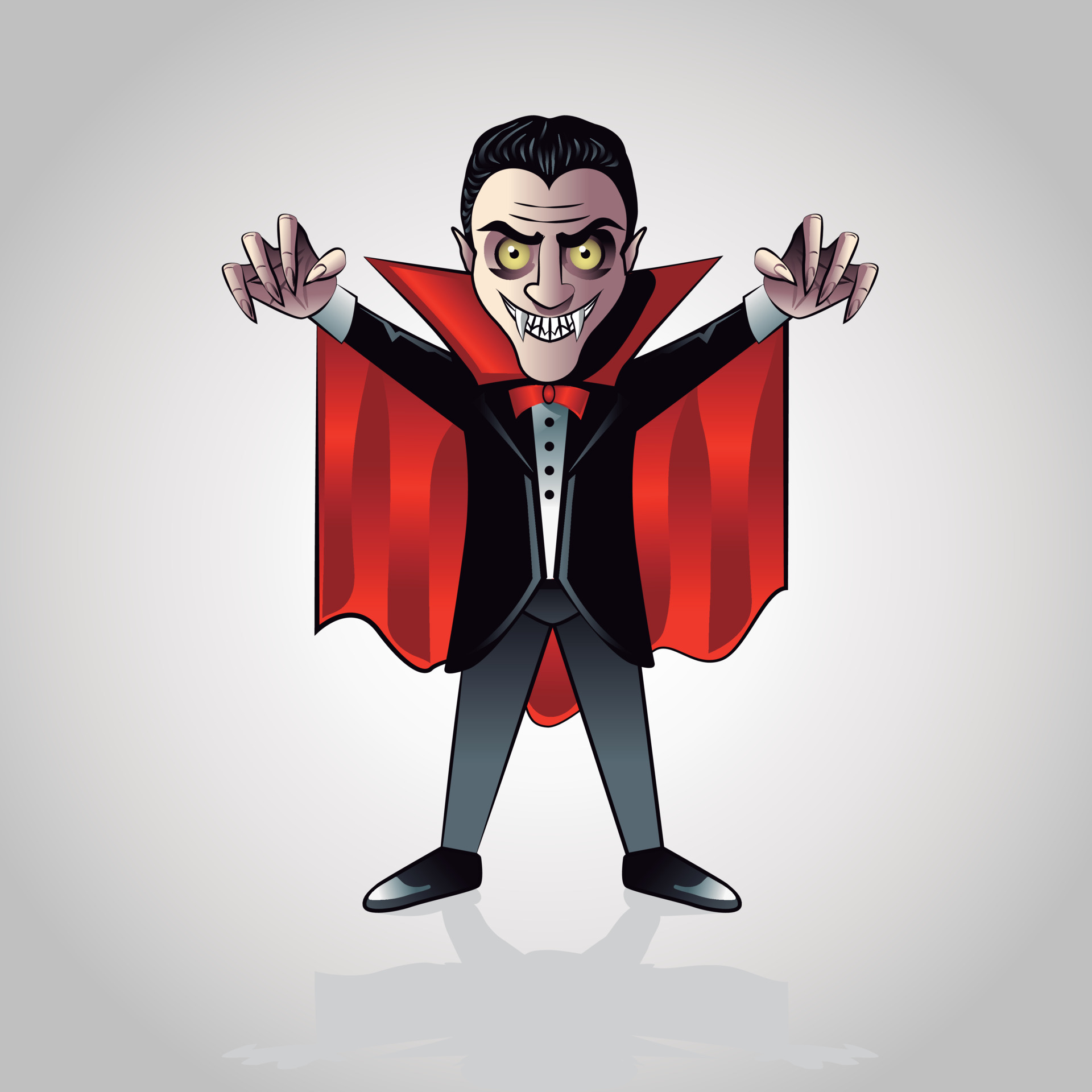Personagem de desenho animado vampiro com fundo de halloween