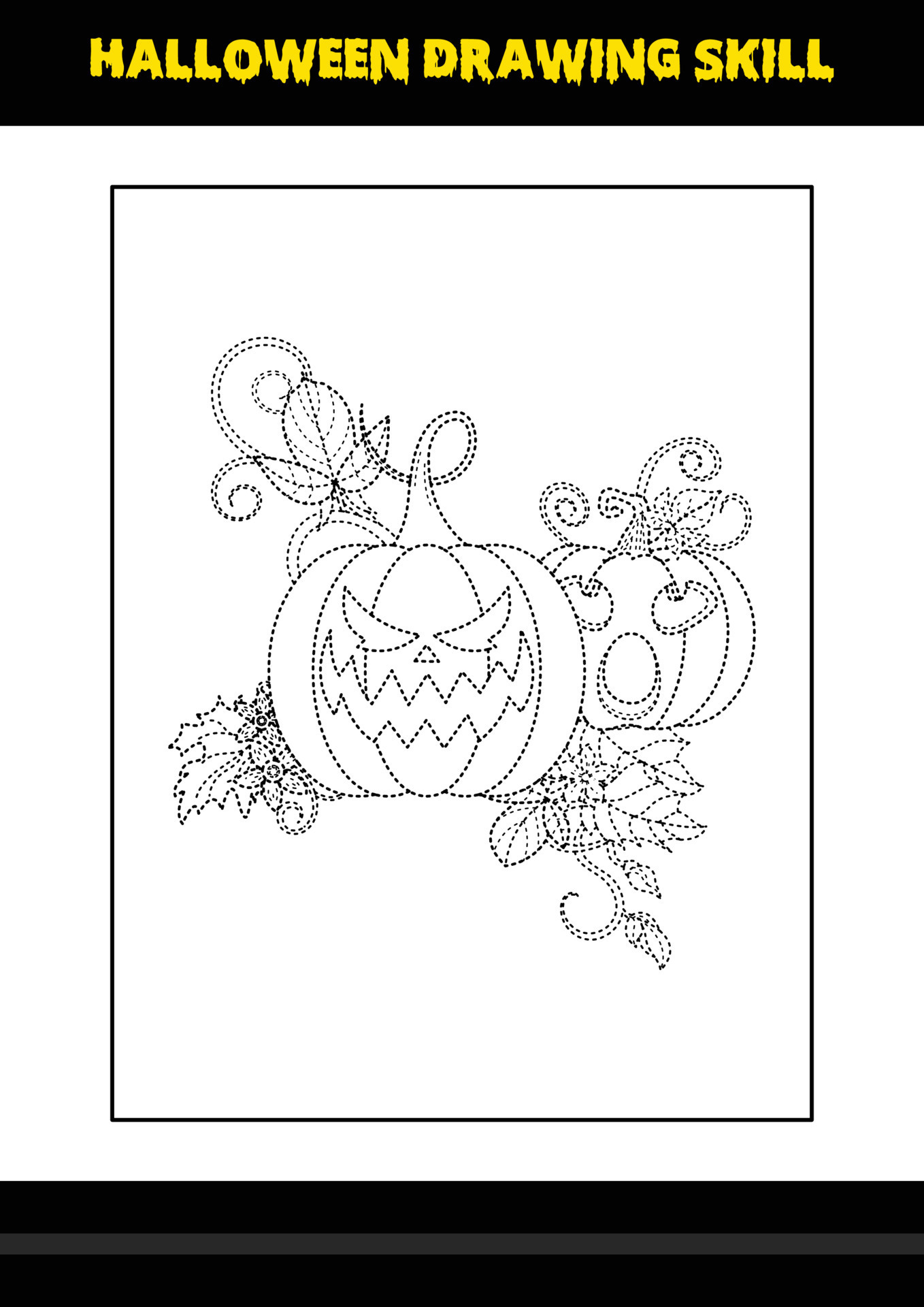 habilidade de desenho de halloween para crianças. página de colorir de  habilidade de desenho de halloween para crianças. 12983332 Vetor no Vecteezy