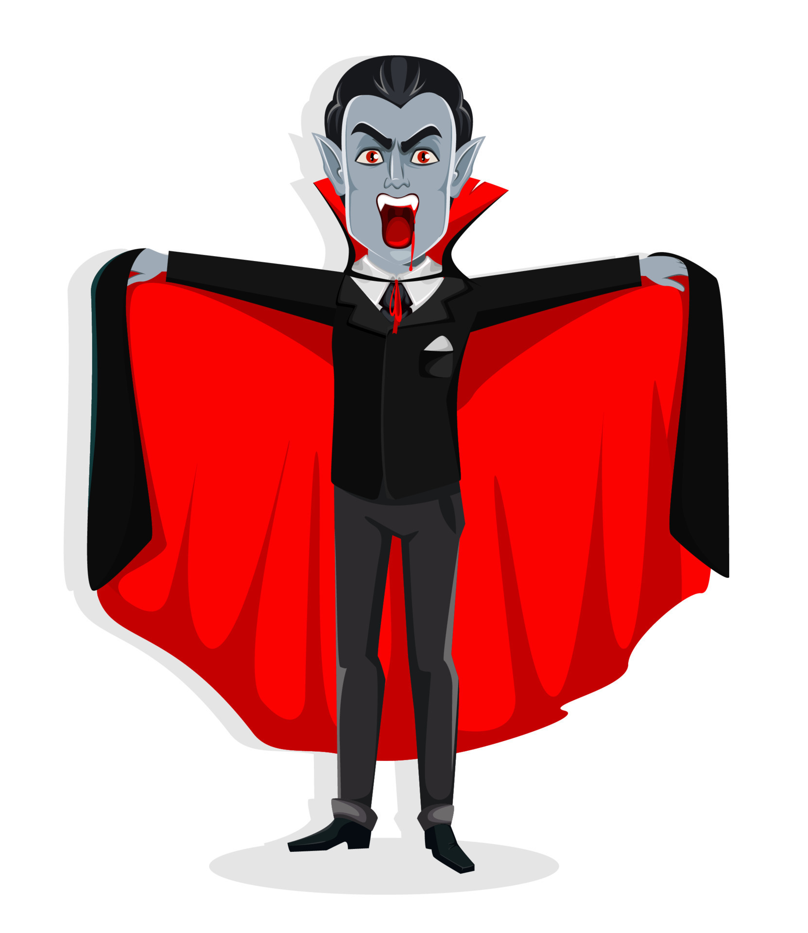 Vampiro de desenho animado com vampiro realista de corpo inteiro