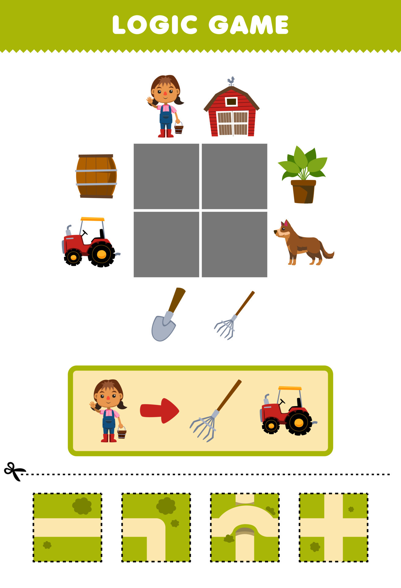 Jogo De Quebra-cabeças Para Crianças Da Pré-escola Com Trator
