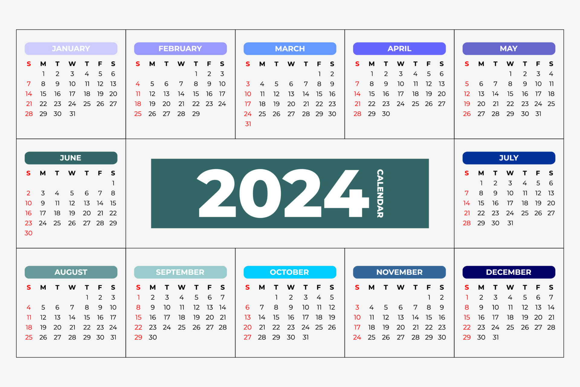 Modelo de calendário 2024