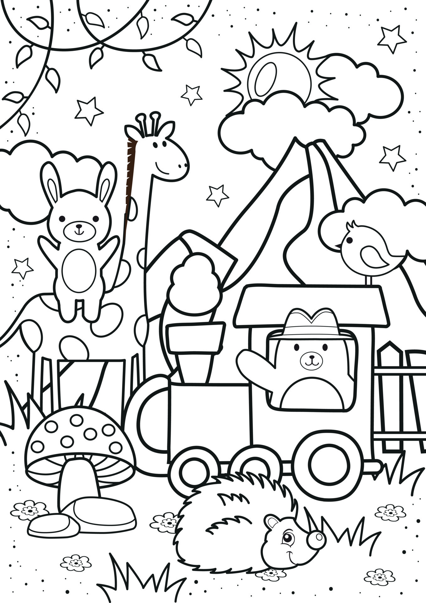 desenho de dinossauro fofo na floresta para colorir 12804575 Vetor