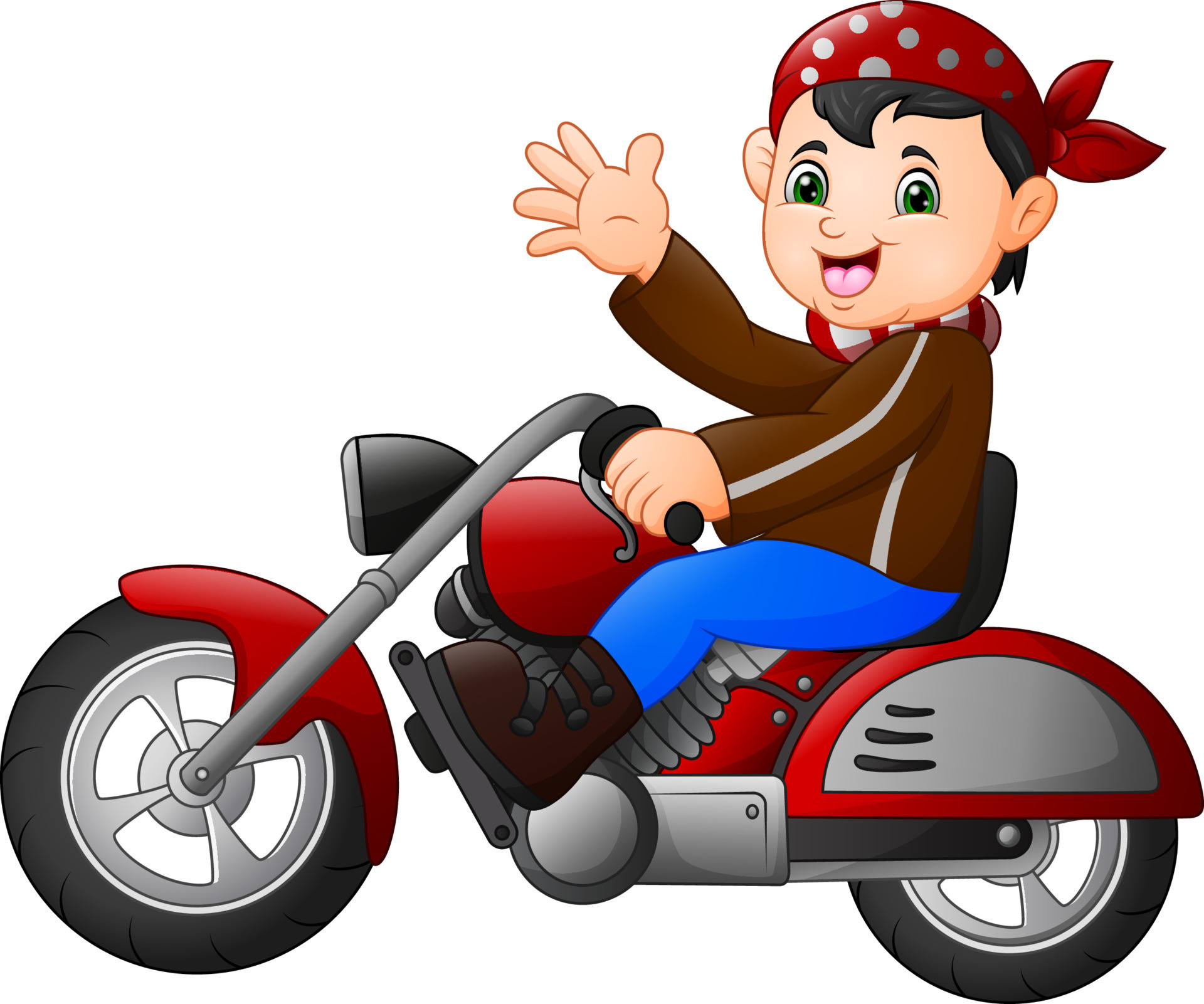 um menino andando de moto com um desenho de menina 7563541 Vetor no Vecteezy