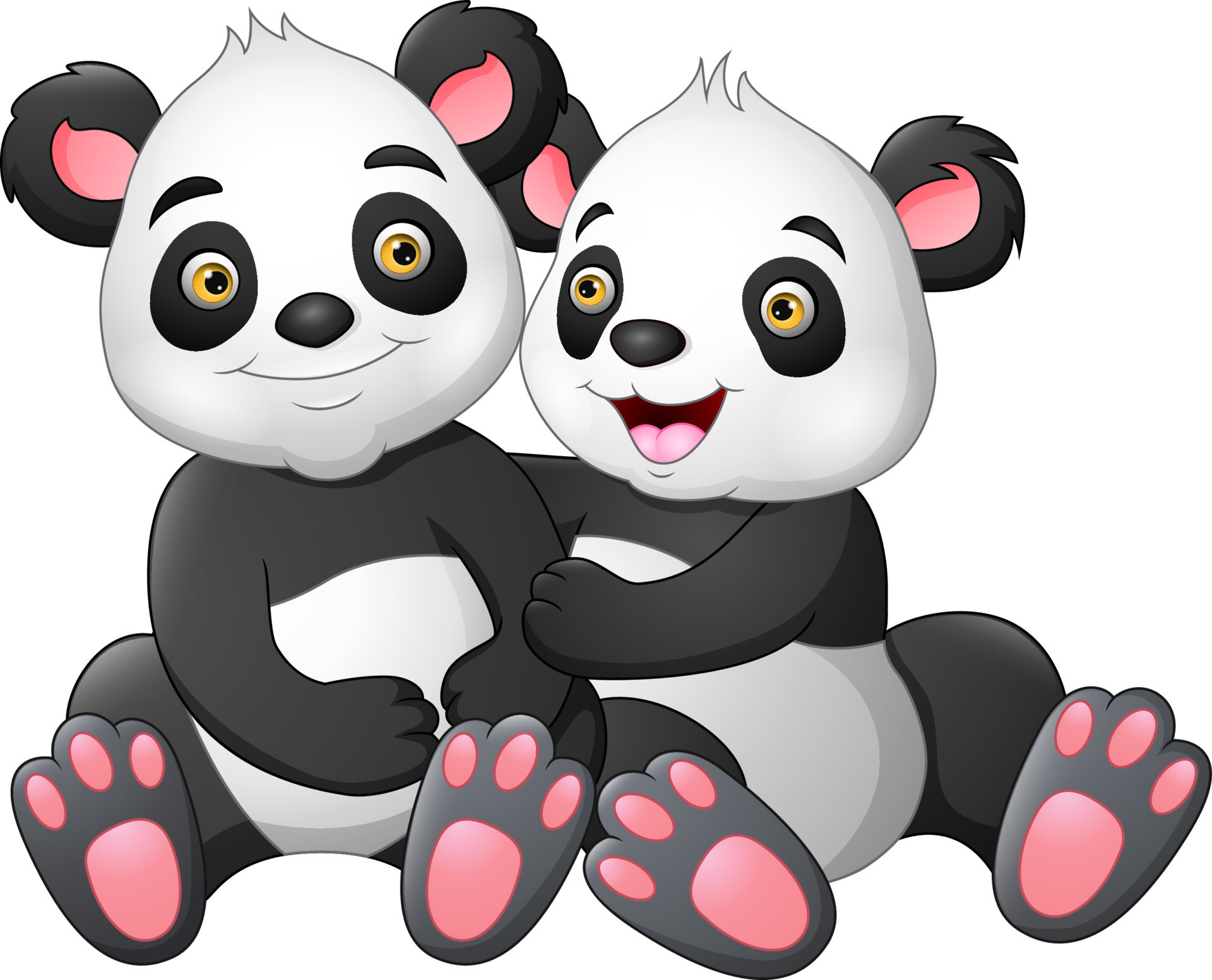 Casal bonito panda apaixonado, Vetor Premium