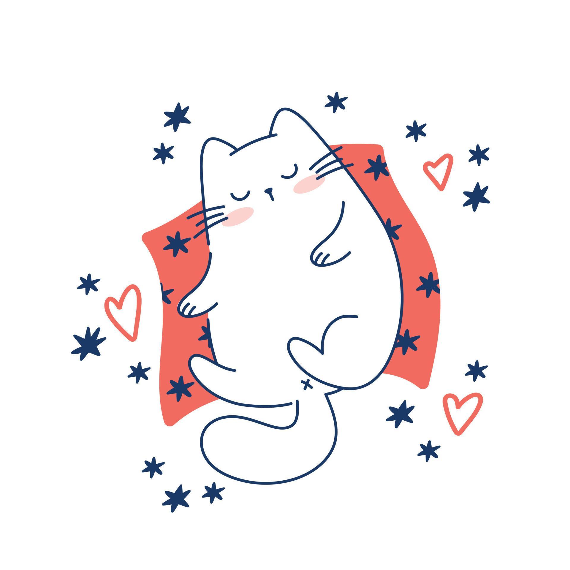 Desenho De Natal Do Gato Kawaii Ilustração do Vetor - Ilustração