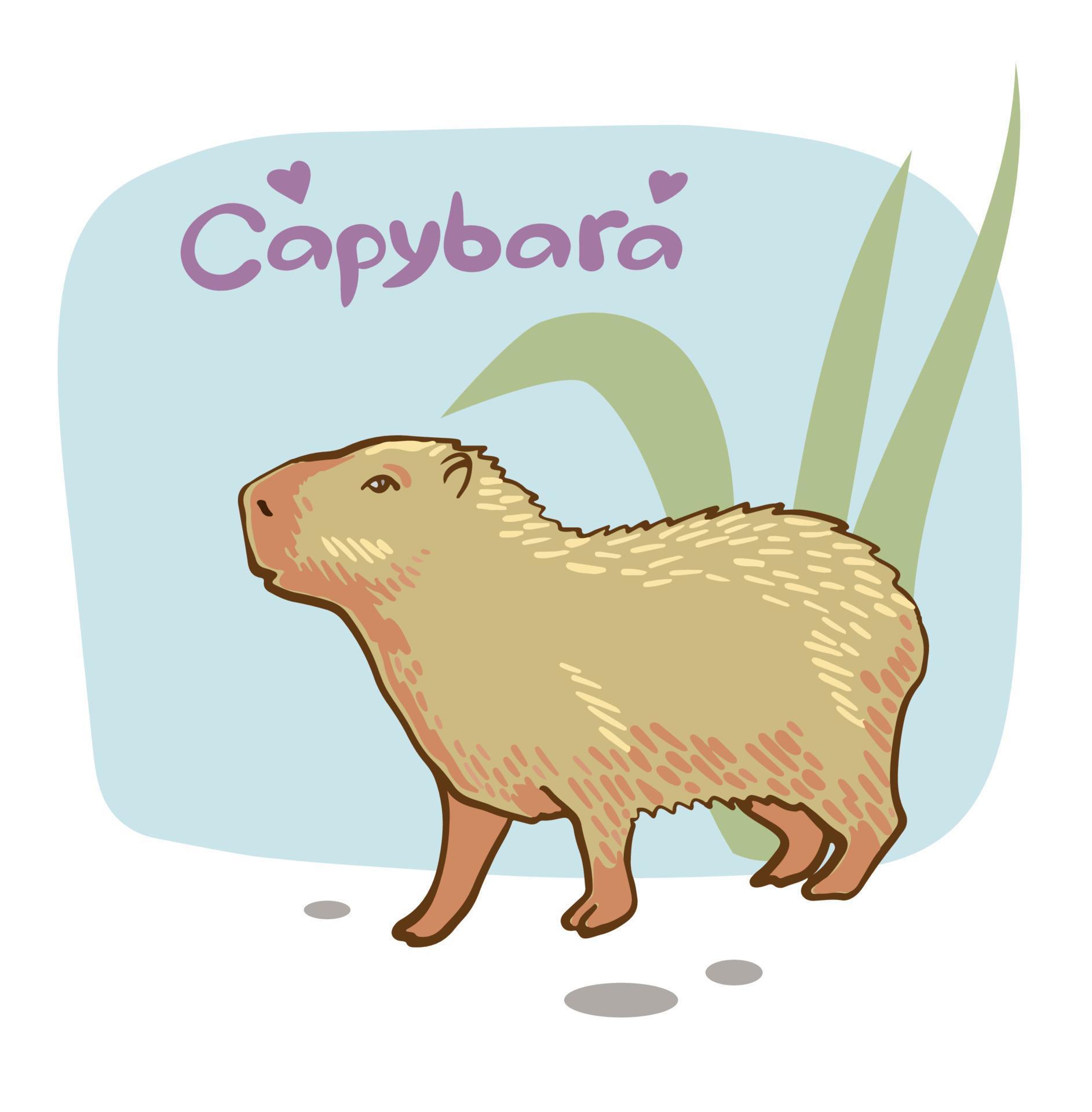 bonito desenho de capivara sentado 12014746 Vetor no Vecteezy