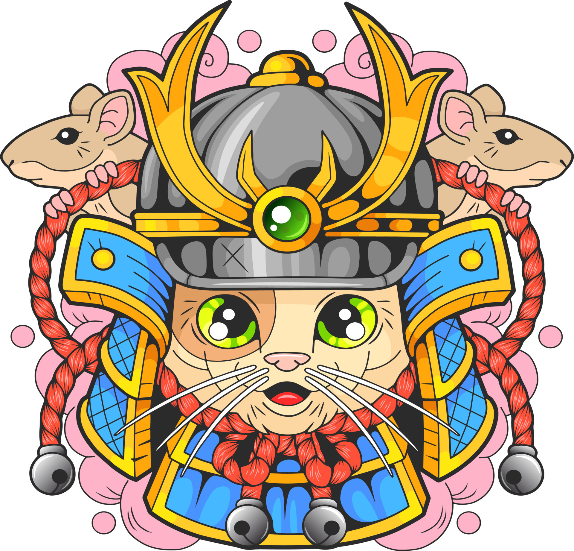Grupo Bonito Do Gato Do Ninja Dos Desenhos Animados Ilustração do Vetor -  Ilustração de samurai, jogo: 89671067