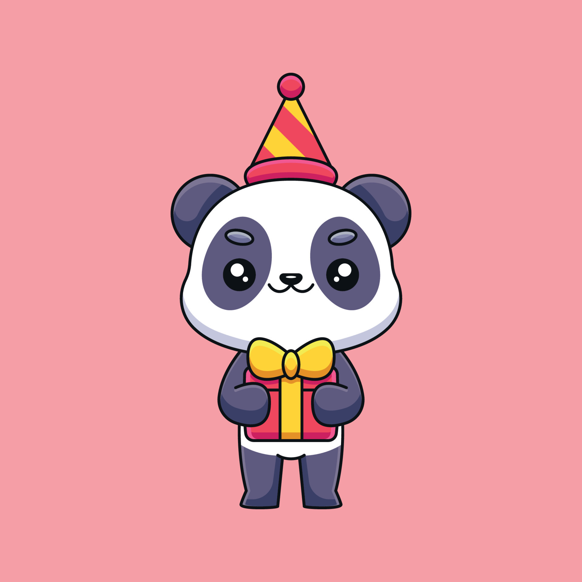 Panda Sentada No Logotipo Do Mascote De Desenho Animado Kawaii