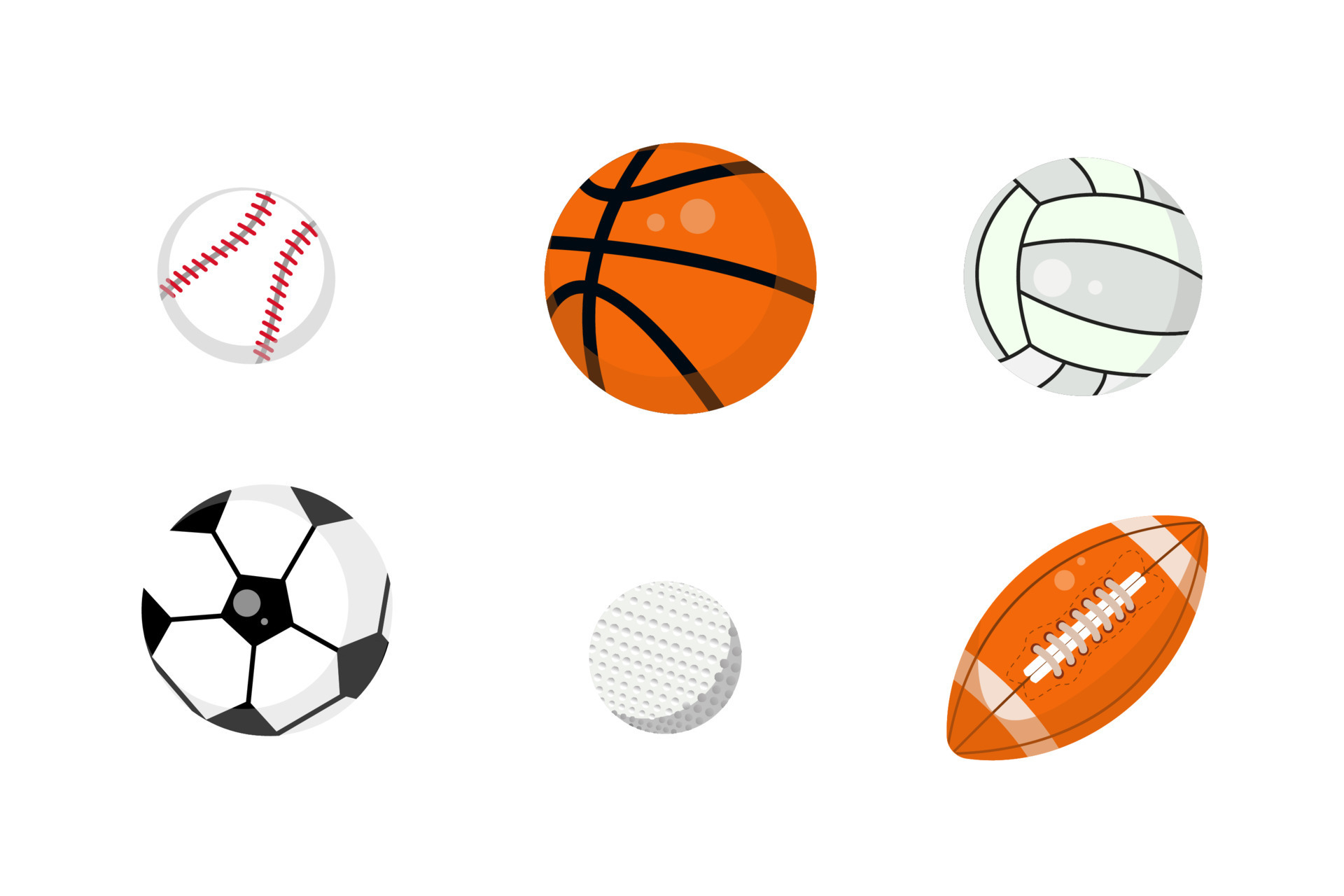 um conjunto esportivo brilhante com a imagem de bolas para jogar vôlei,  basquete, futebol, futebol americano. bolas para jogos esportivos.  ilustração vetorial isolada em um fundo branco 15113639 Vetor no Vecteezy