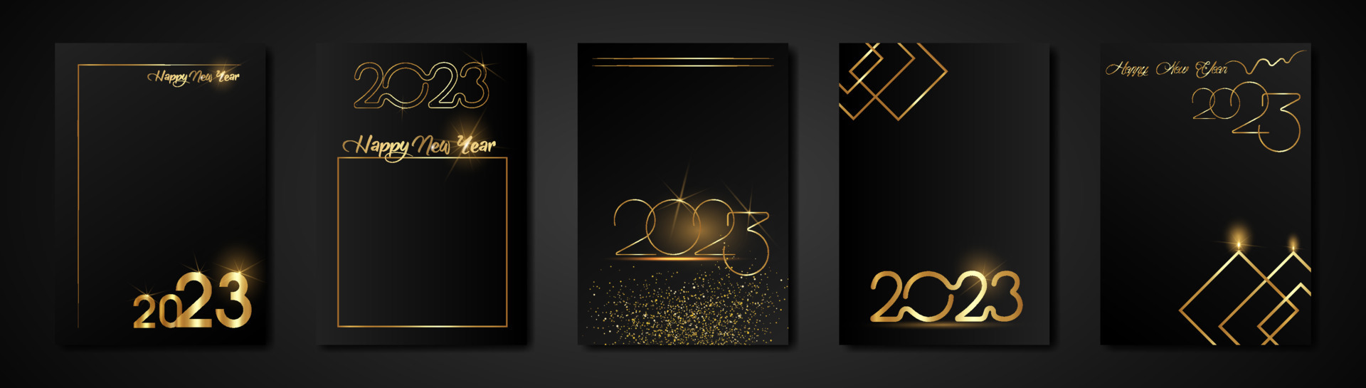 definir cartões 2023 feliz ano novo textura de ouro, fundo moderno preto  luxo dourado, elementos para calendário e cartão de saudações ou convites  de férias de inverno com tema de natal com