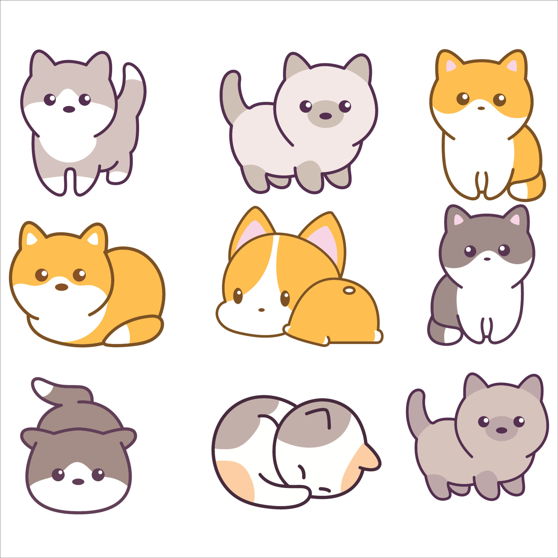 vetor de desenhos animados de gatinho de gato fofo 13266921 Vetor