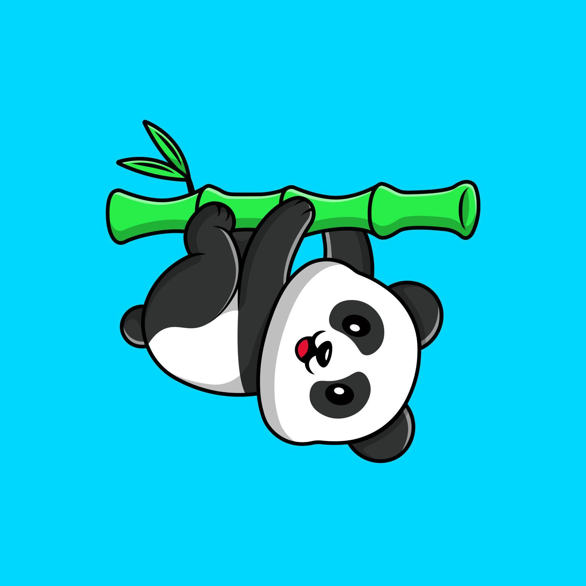 Um Grupo De Ilustrações De Caráteres Bonitos Da Panda Em Um Estilo Dos Desenhos  Animados Com Bambu Em Sua Pata, Em Um Chapéu Cor-de-rosa, Com Uma Curva  Vermelha, Em Uma Saia Cor-de-rosa