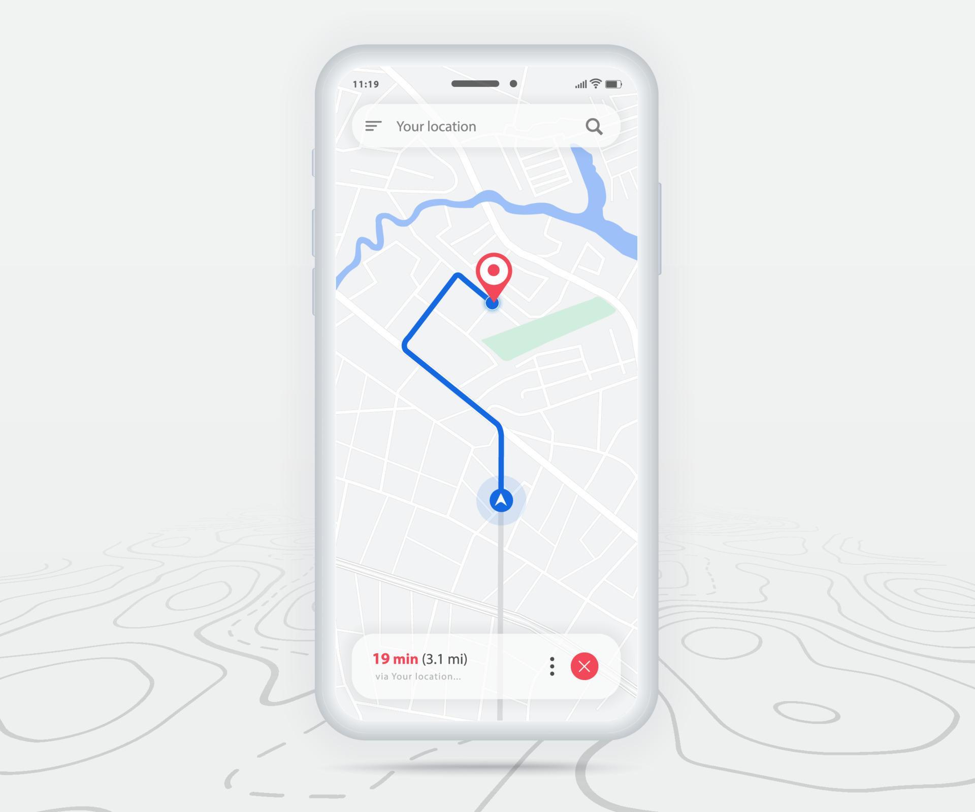 aplicativo de navegação gps de mapa de smartwatch ux conceito de interface  do usuário, aplicativo de mapa de relógio, relógio de pulso de mapa de  pesquisa de aplicativo, mapa de tecnologia, pulso