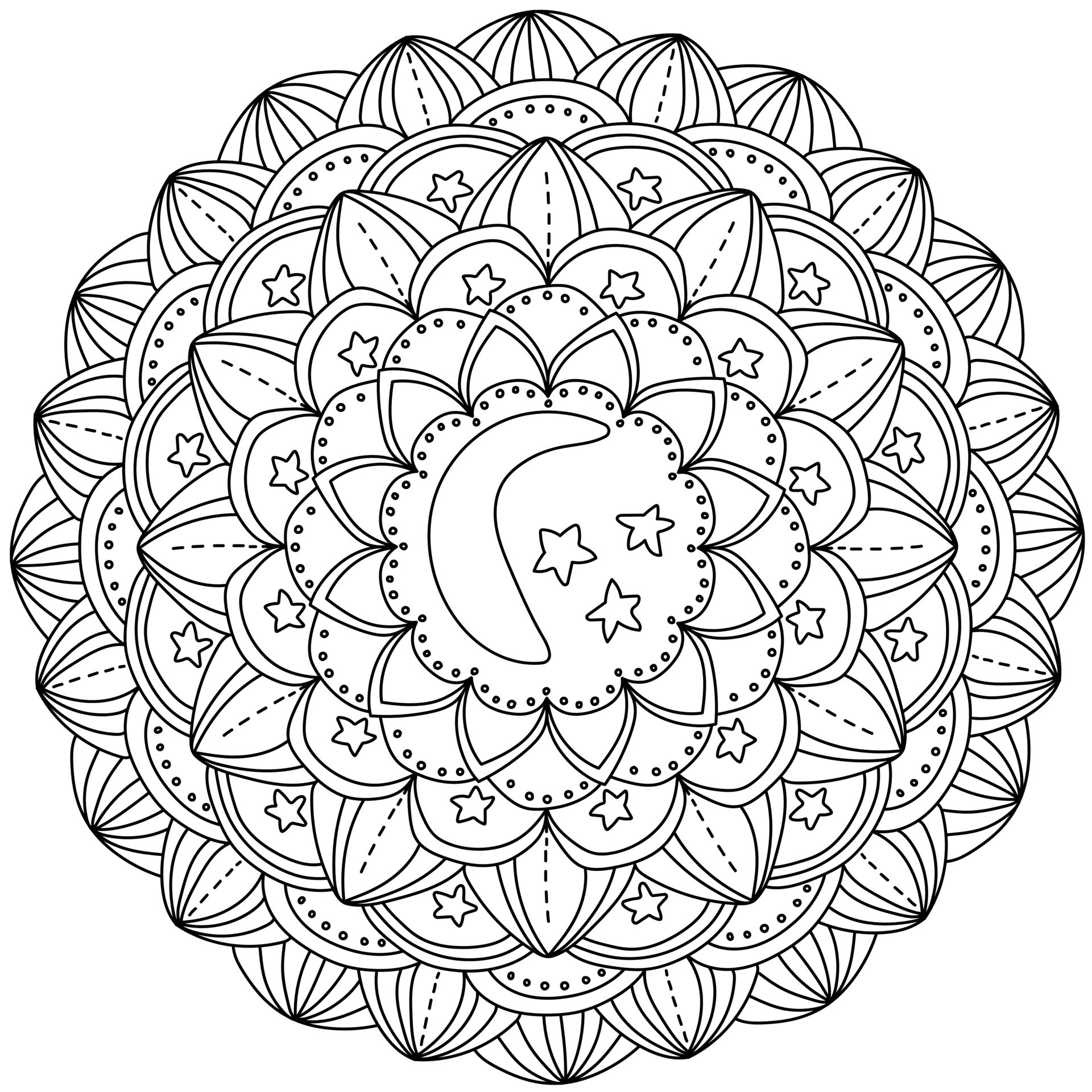 Desenho de Mandala pétalas de flores para Colorir - Colorir.com